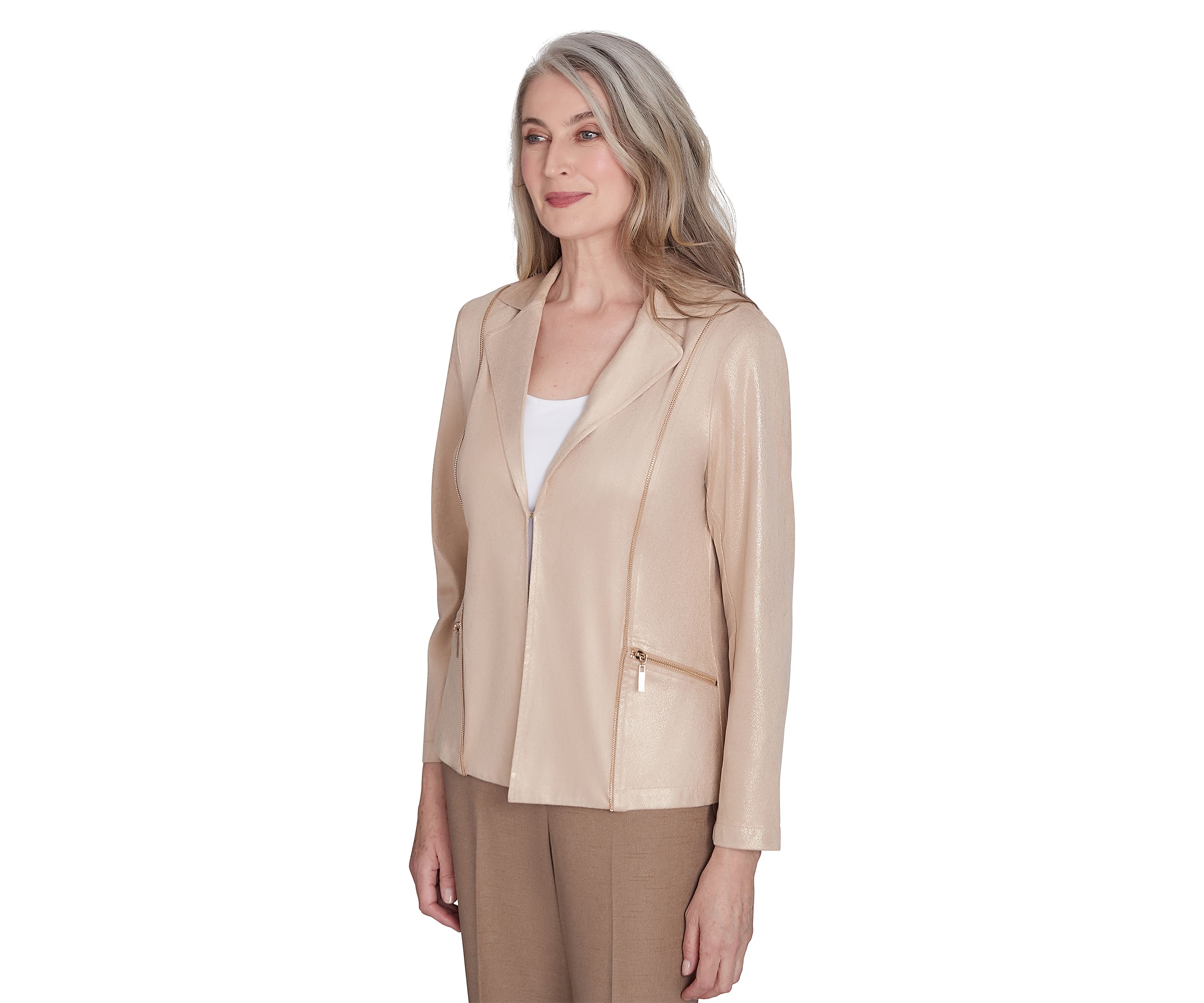 Petite Shimmer Faux Leather Jacket
