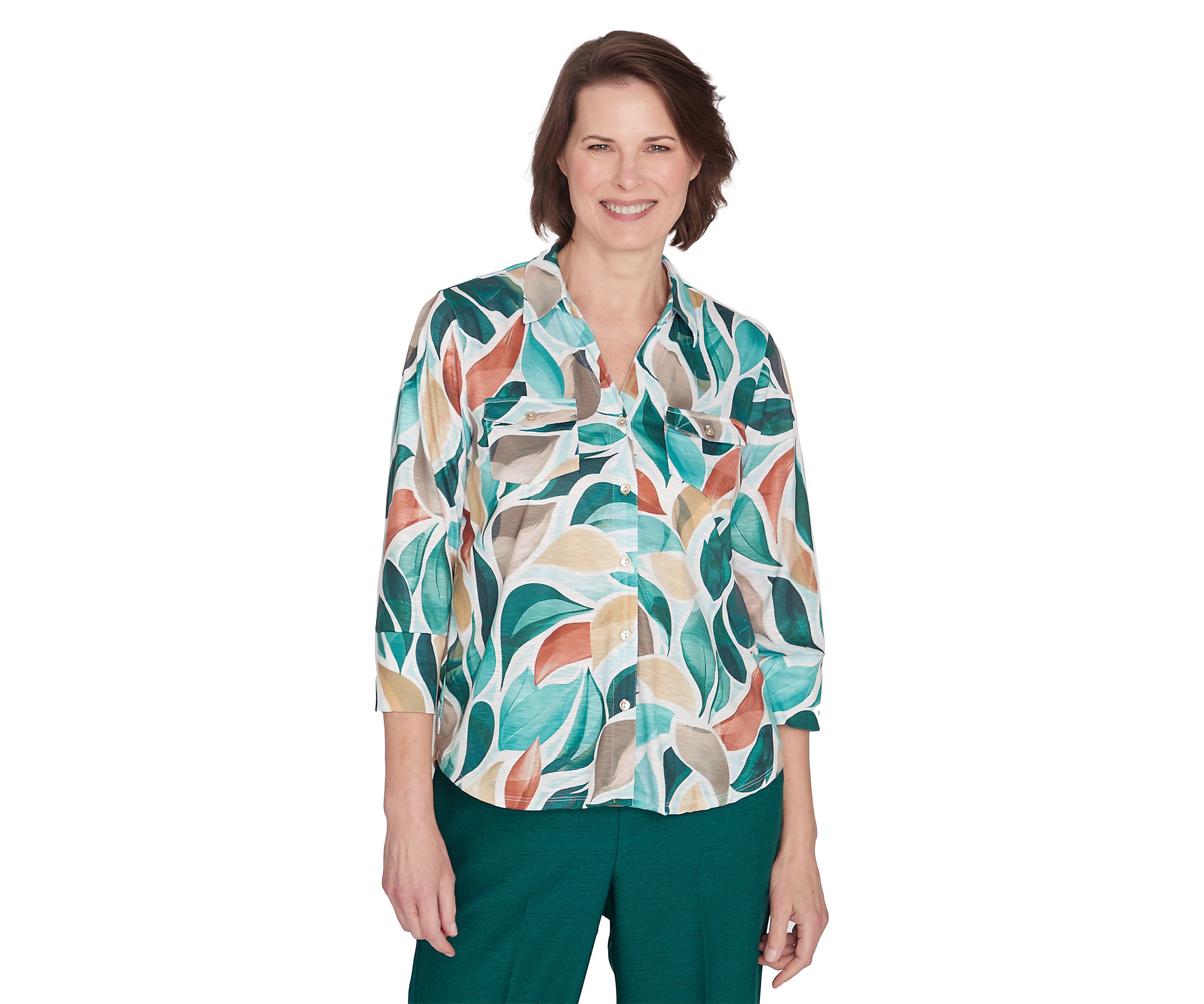 Petite Abstract Leaf Printed Top