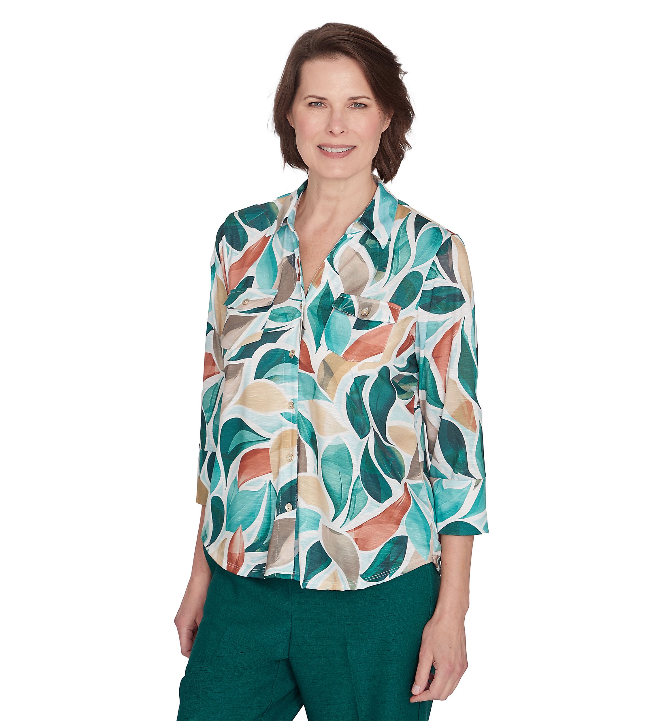 Petite Abstract Leaf Printed Top