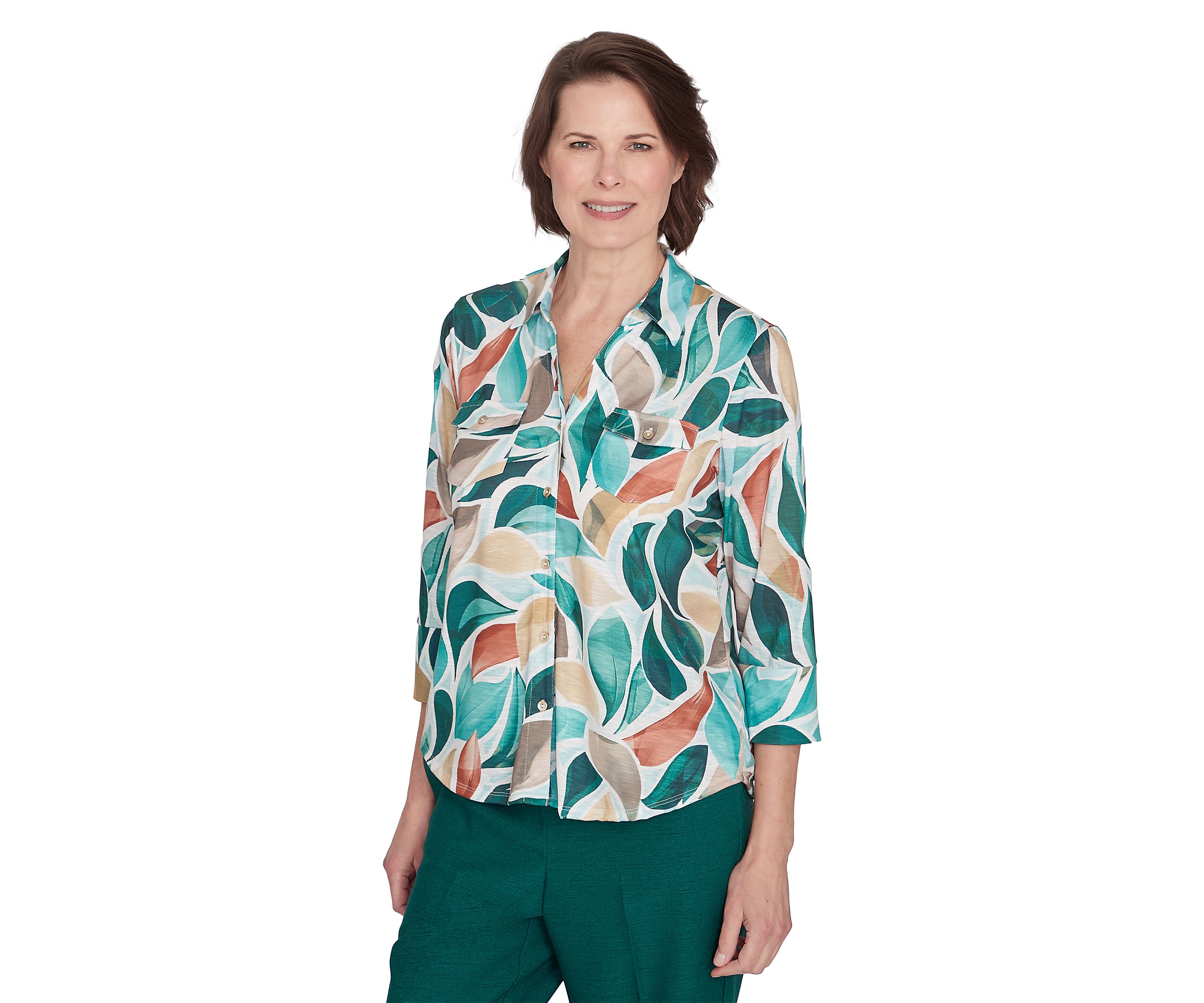Petite Abstract Leaf Printed Top