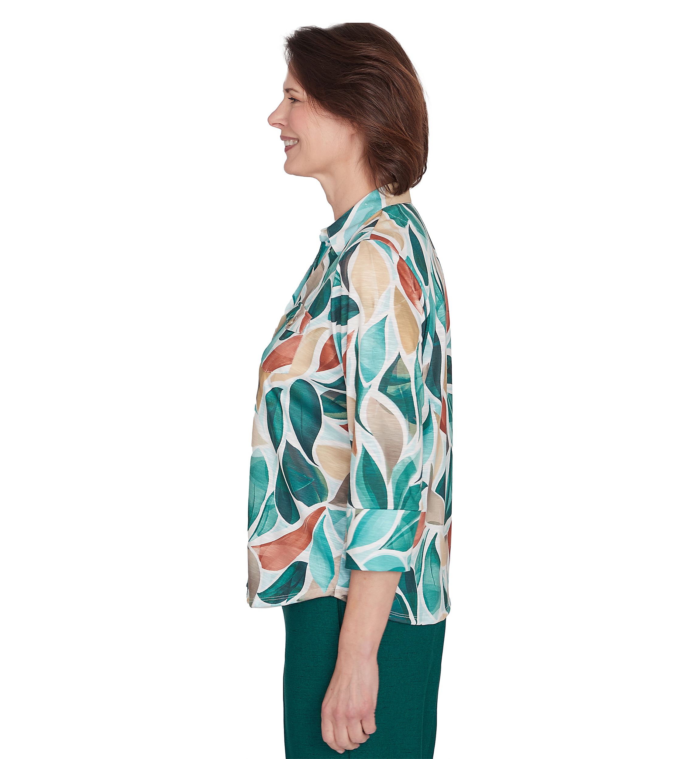 Petite Abstract Leaf Printed Top