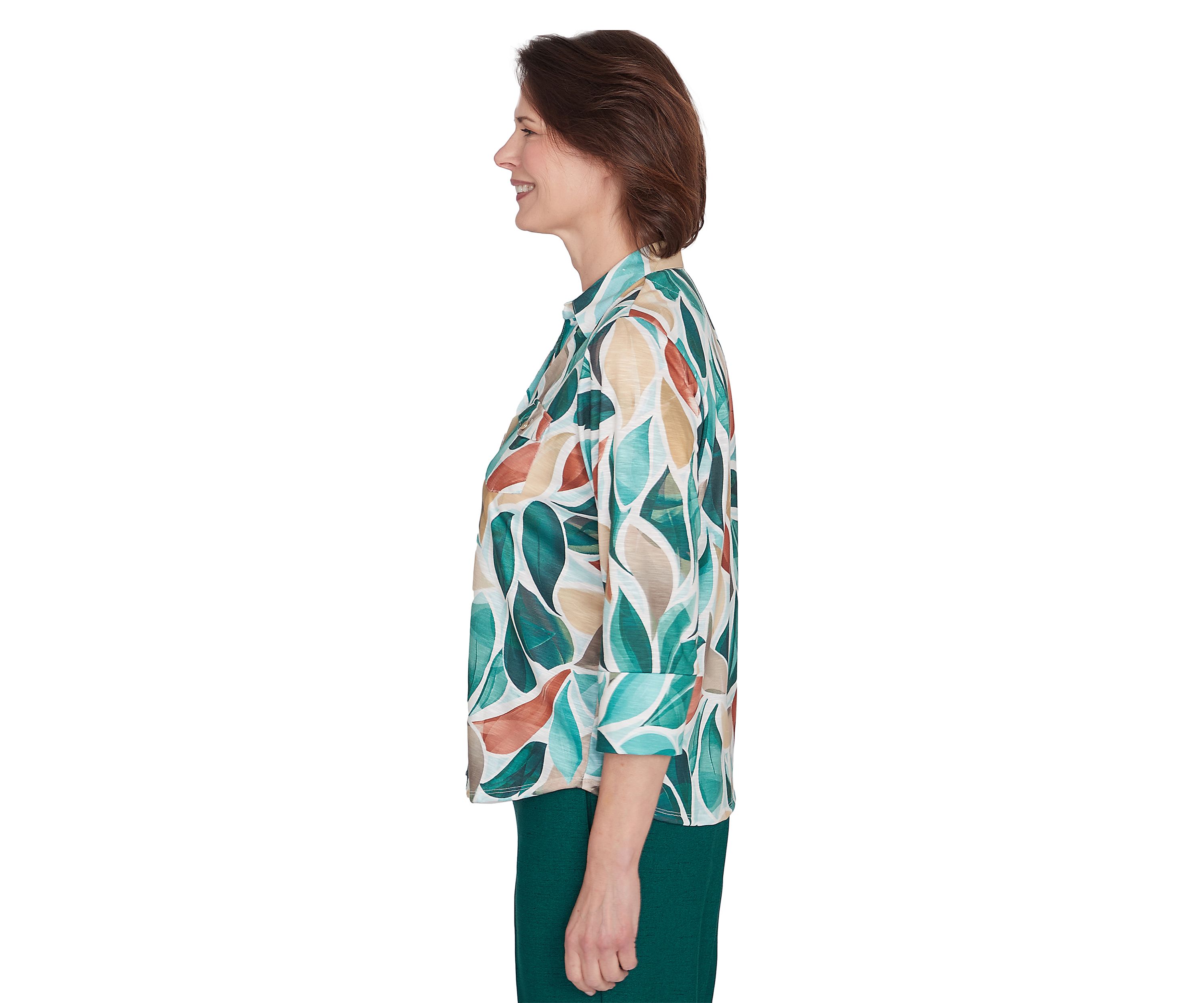 Petite Abstract Leaf Printed Top