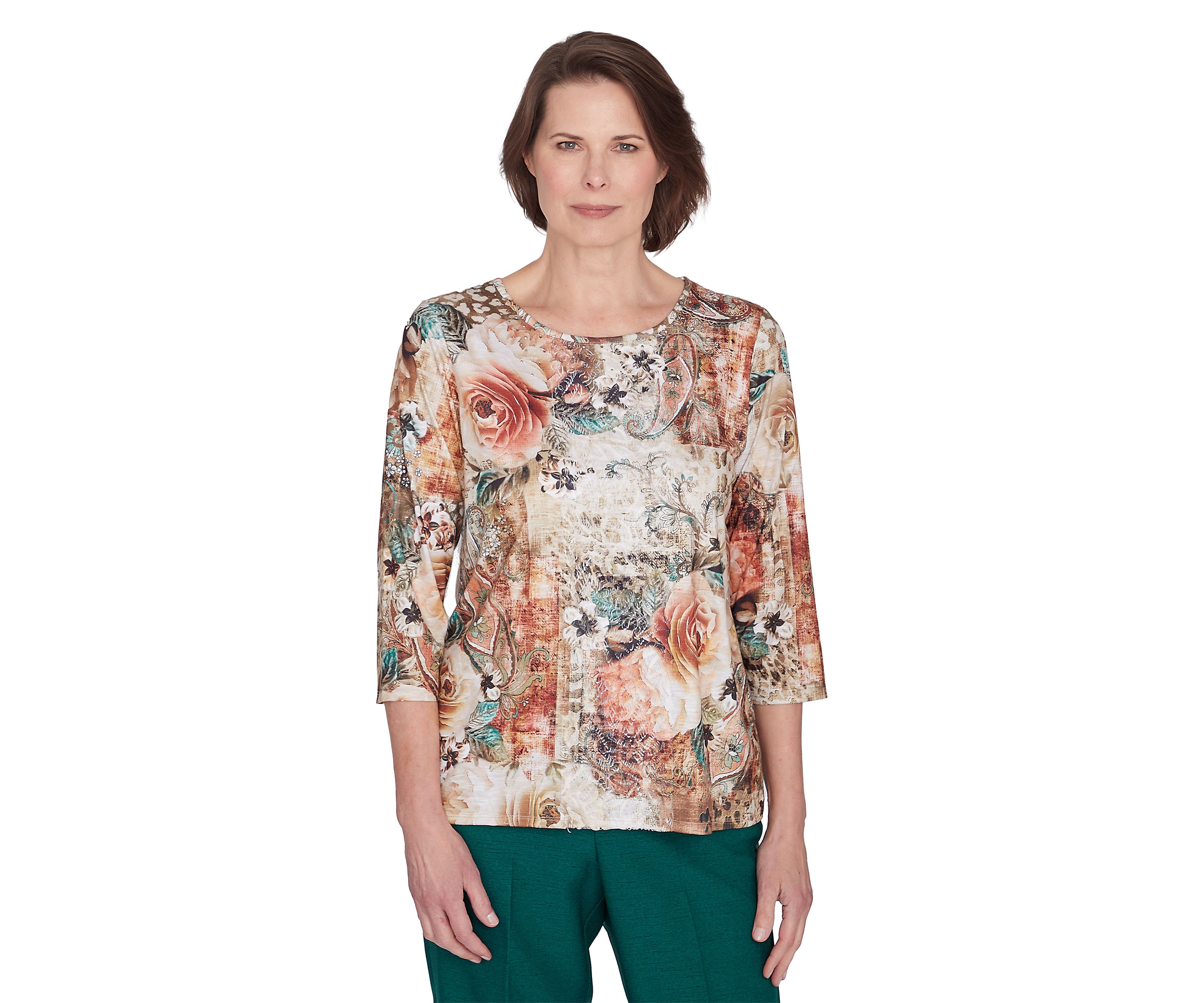 Petite Animal Floral Center Lace Top