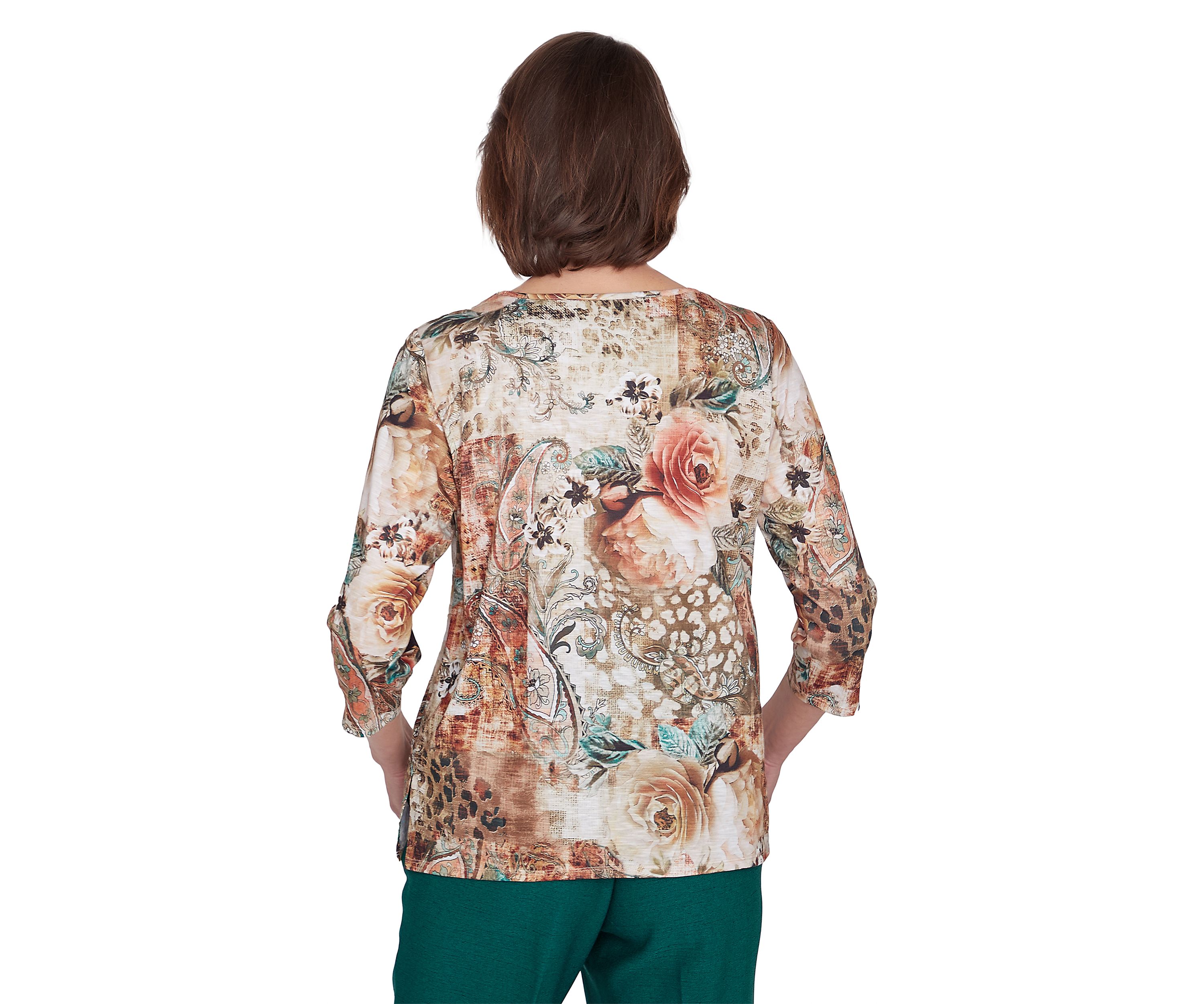 Petite Animal Floral Center Lace Top
