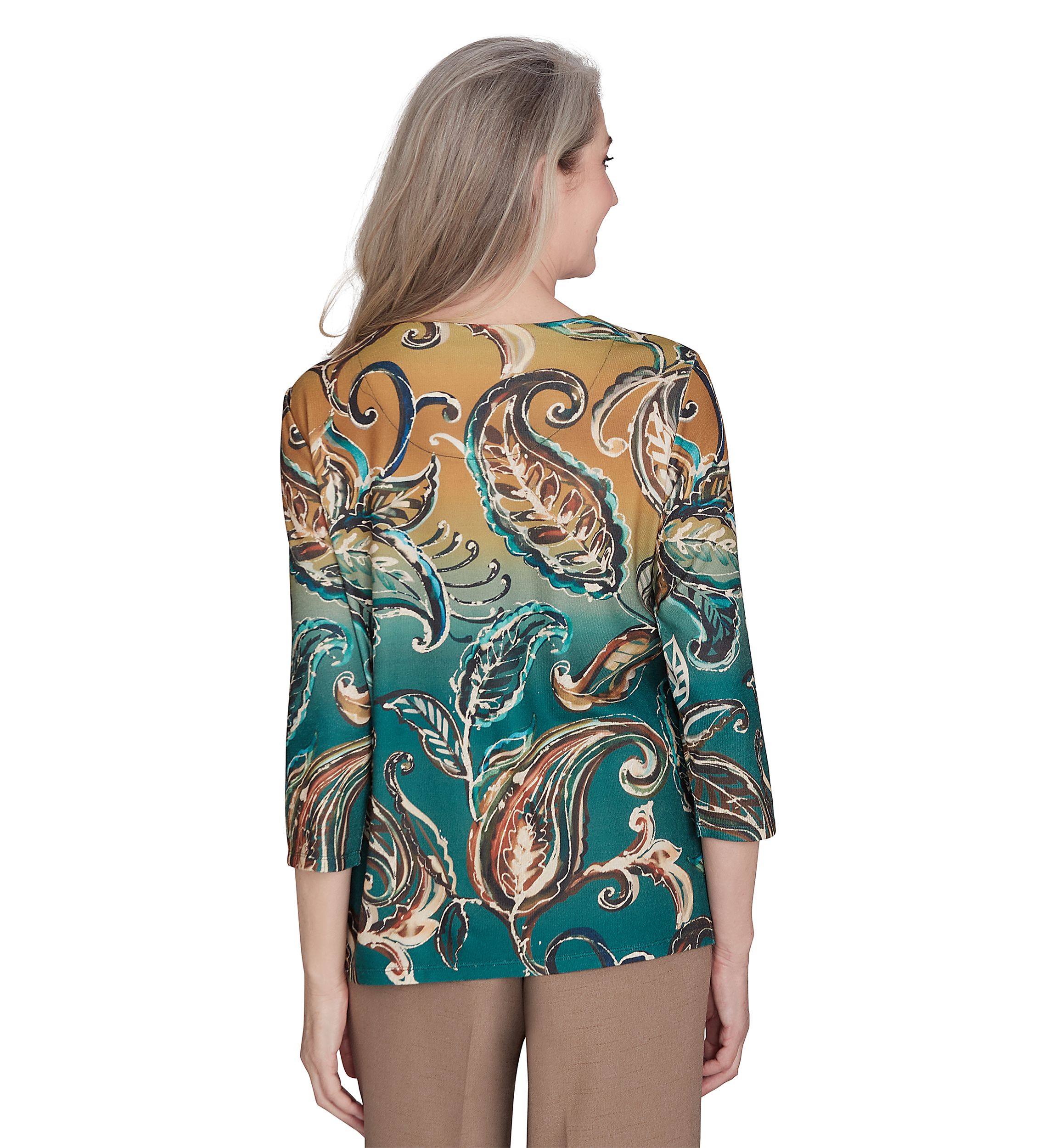 Petite Paisley Ombré Printed Knit Top