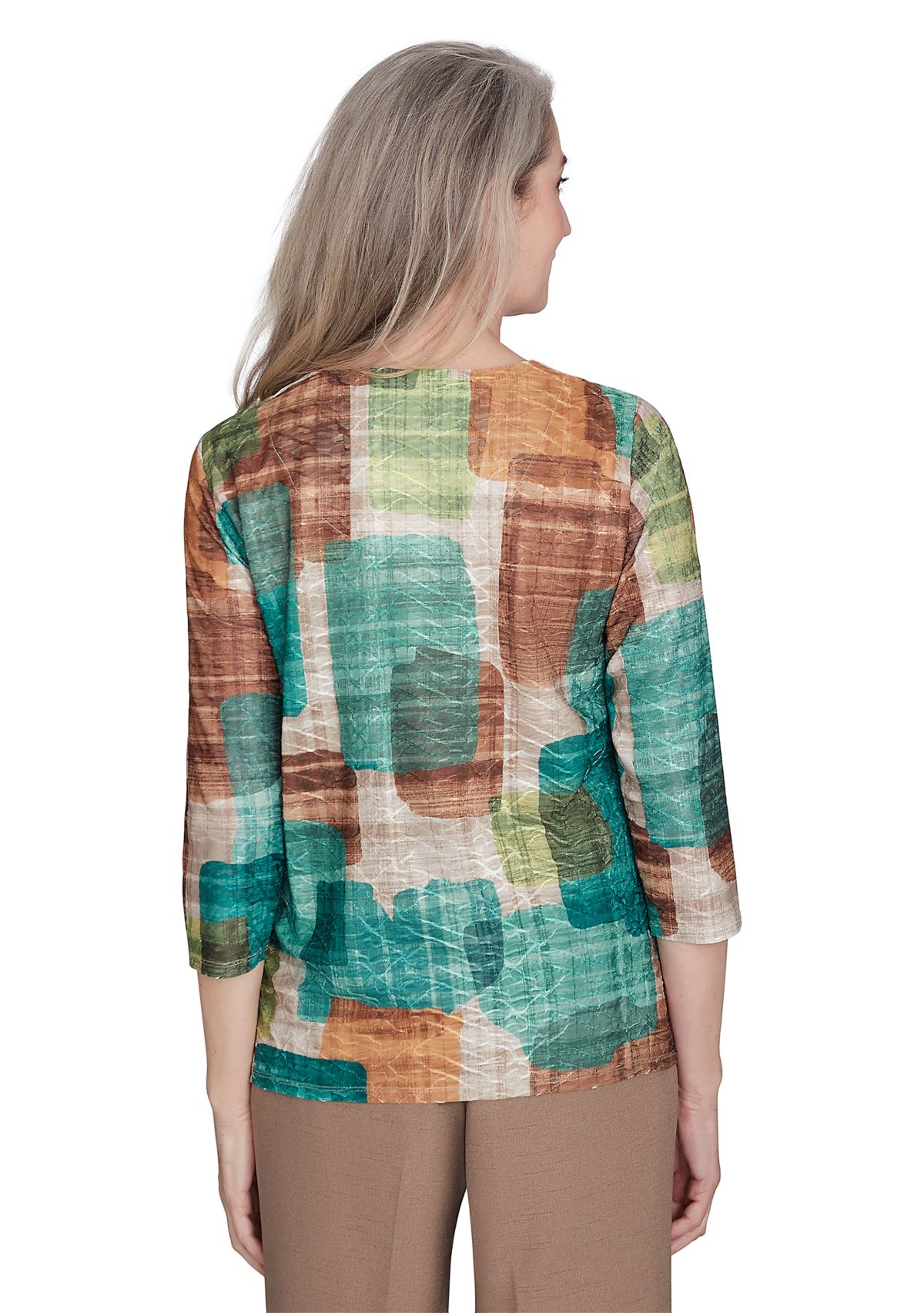 Petite Colorblocked Texture Printed Knit Top