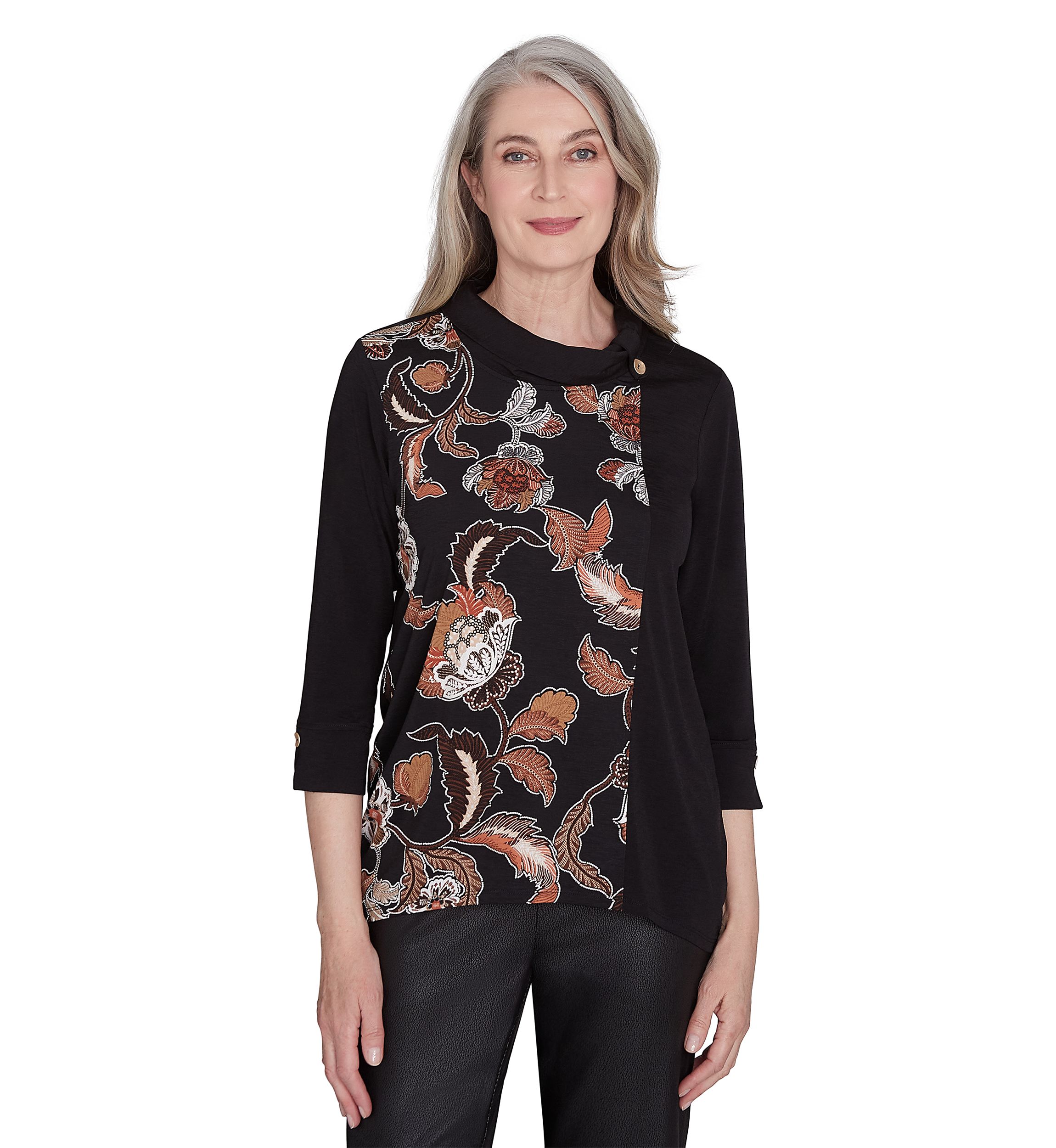 Womens Rue Rivoli Spliced Floral Textured Top