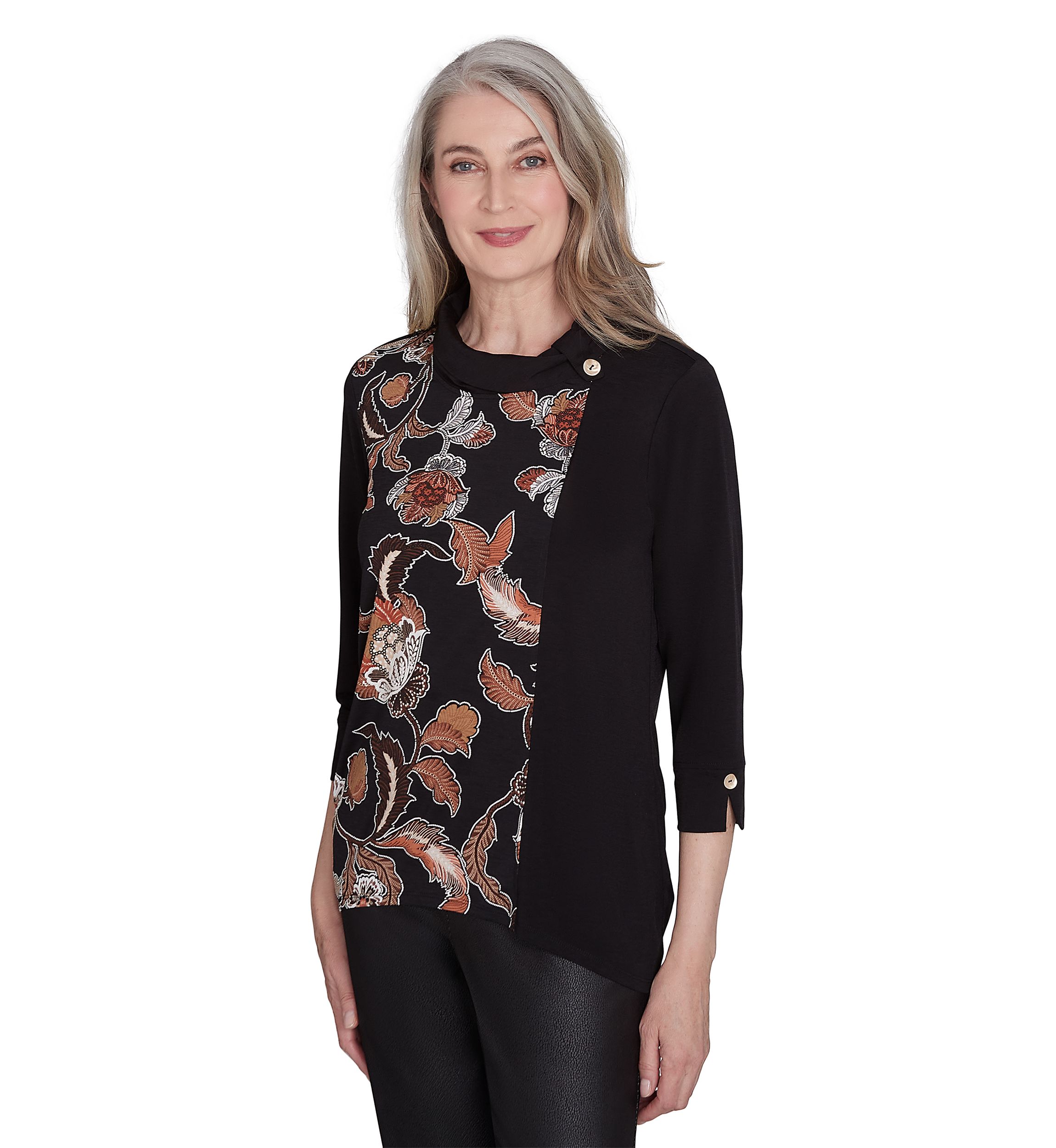 Womens Rue Rivoli Spliced Floral Textured Top