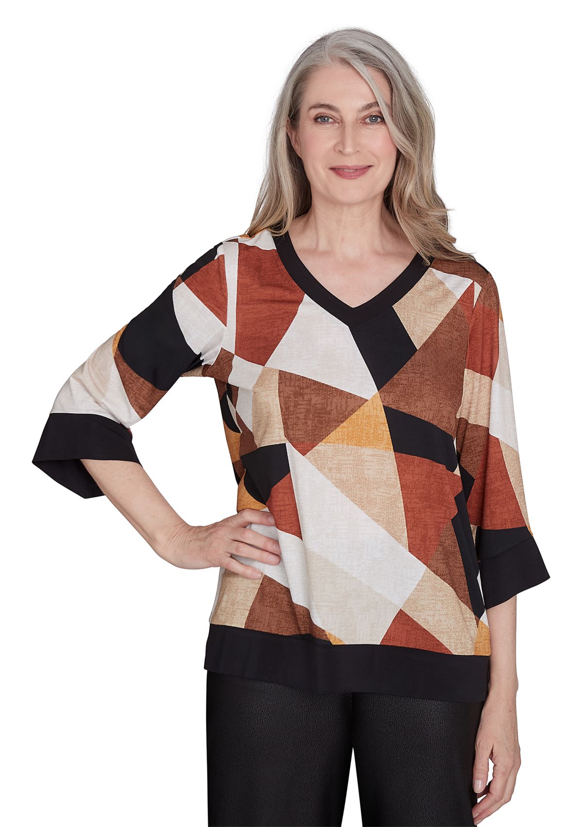 Womens Rue Rivoli Trimmed Patchwork Top