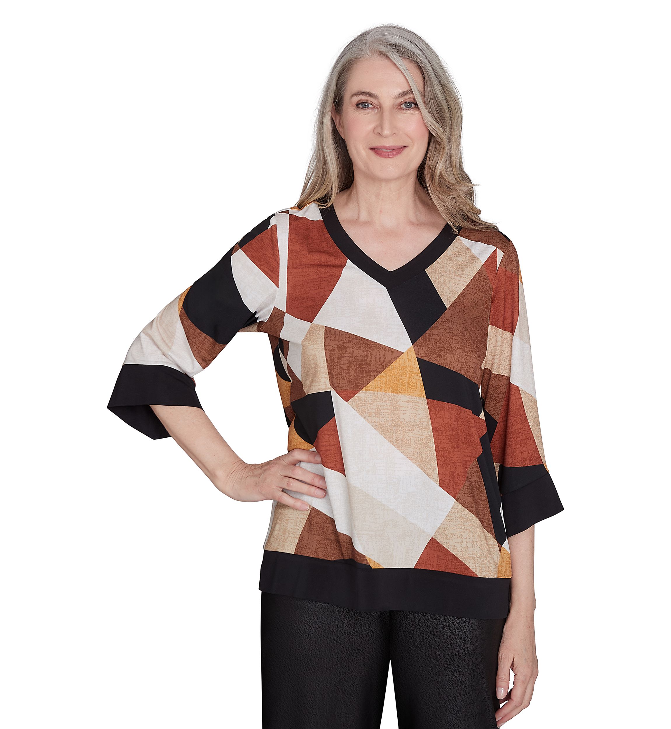 Womens Rue Rivoli Trimmed Patchwork Top