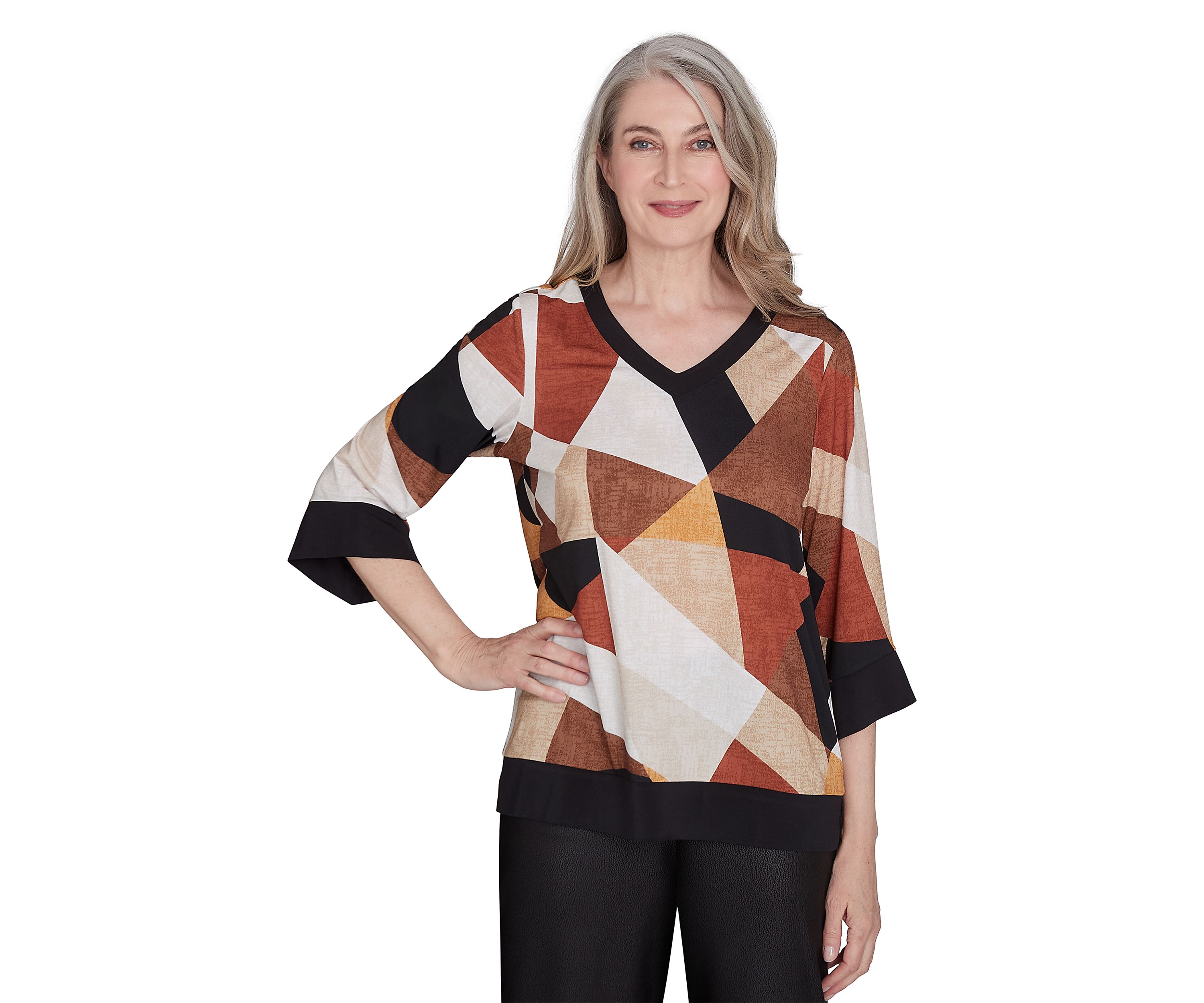Womens Rue Rivoli Trimmed Patchwork Top