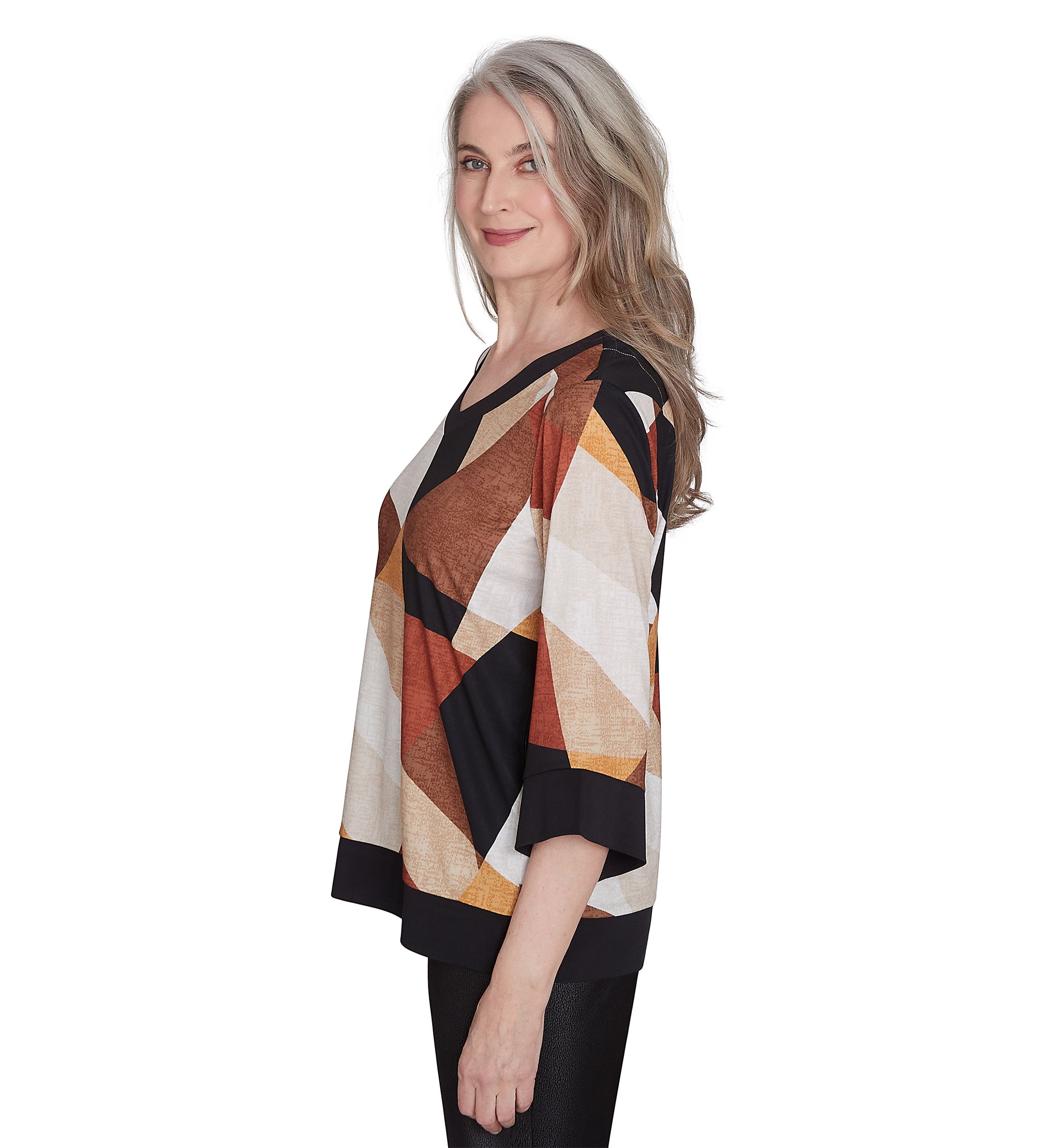 Womens Rue Rivoli Trimmed Patchwork Top