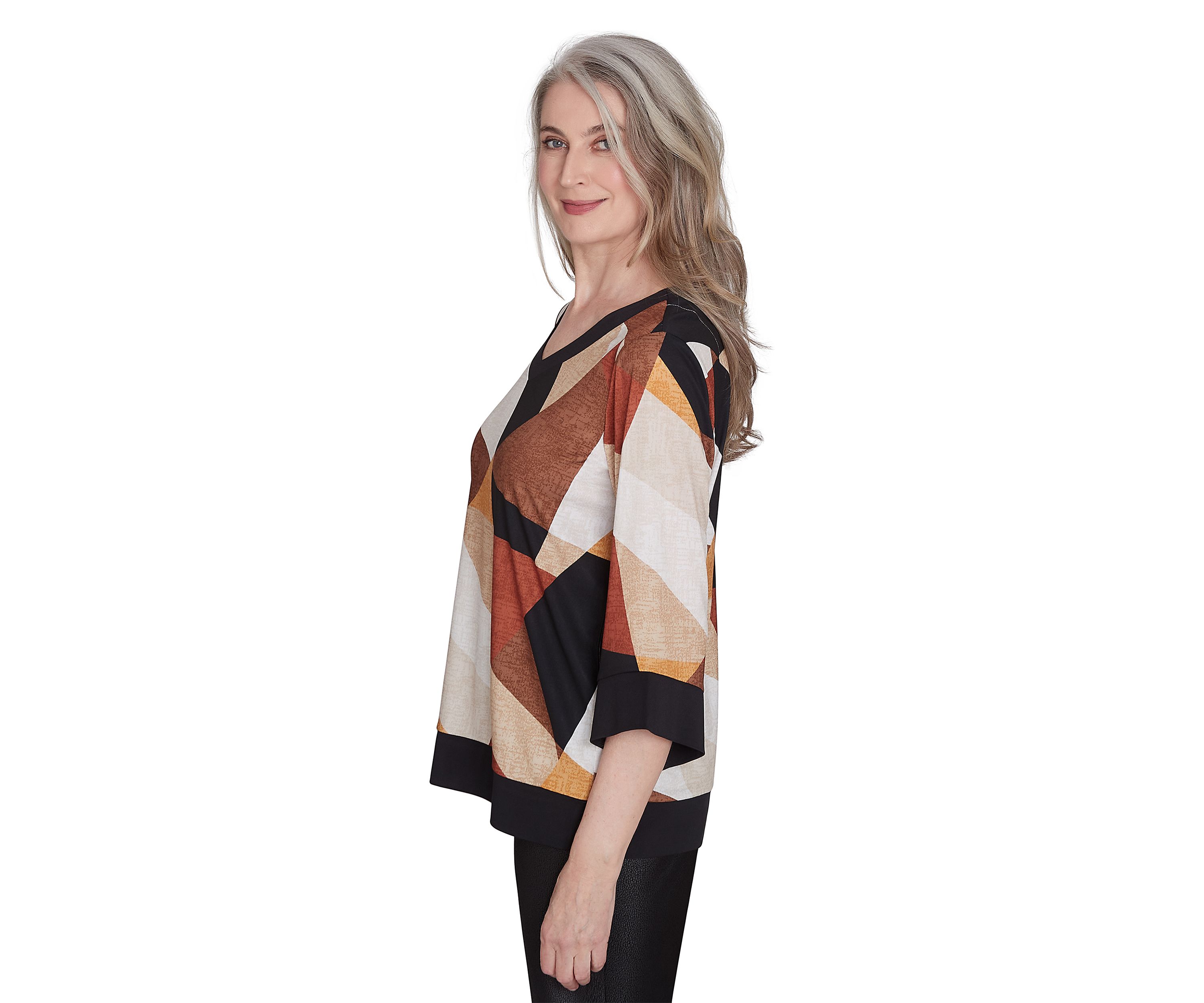 Womens Rue Rivoli Trimmed Patchwork Top