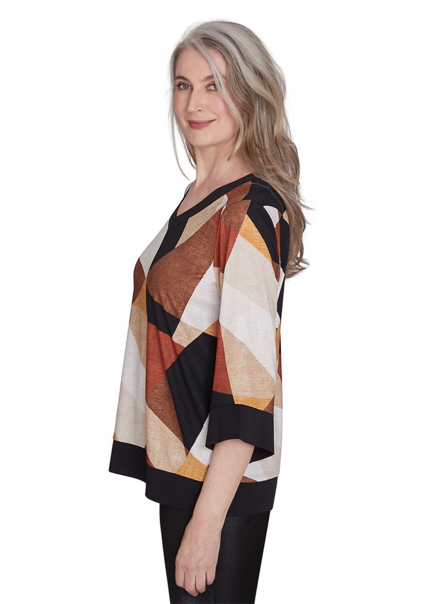 Womens Rue Rivoli Trimmed Patchwork Top