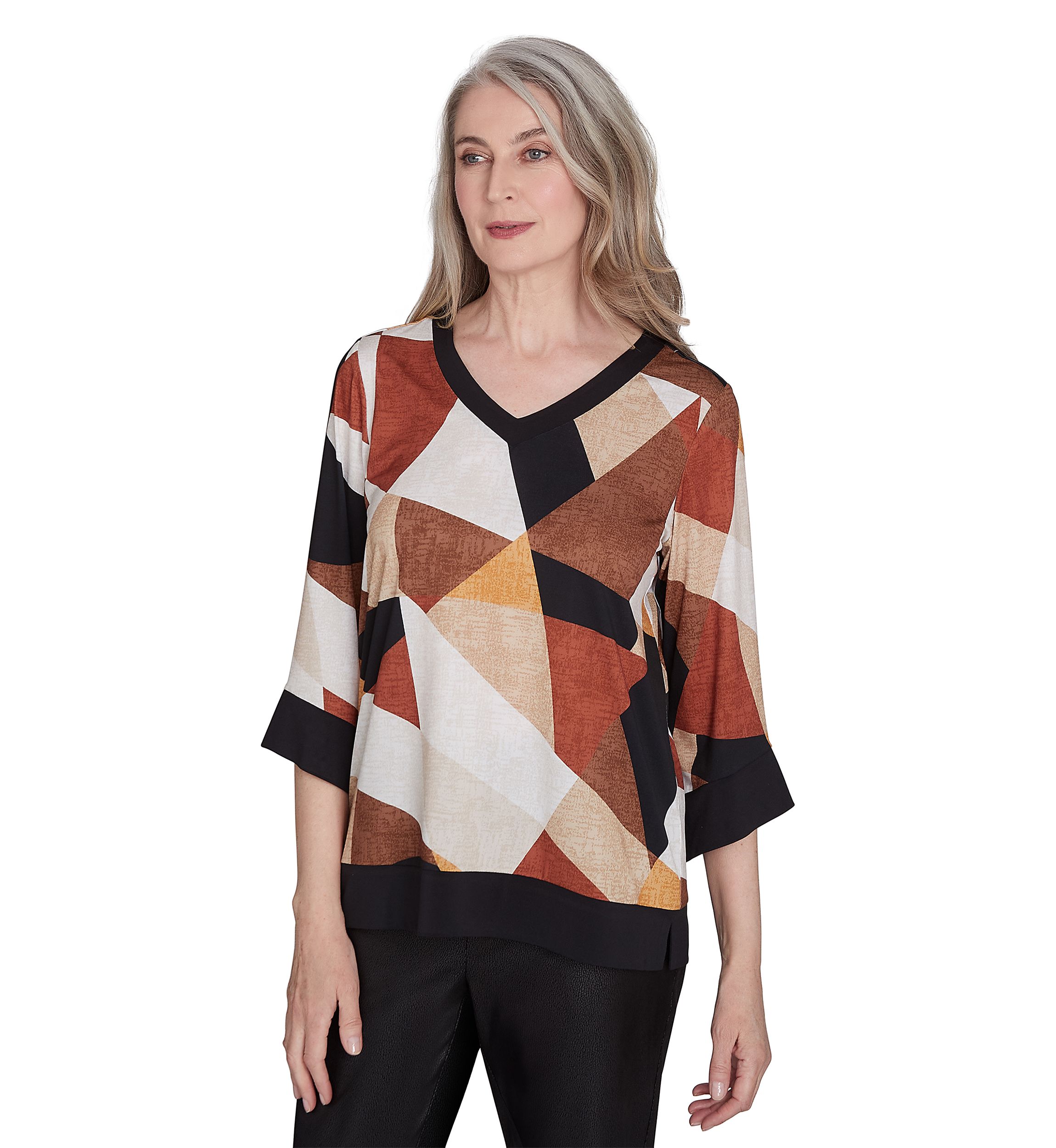 Womens Rue Rivoli Trimmed Patchwork Top