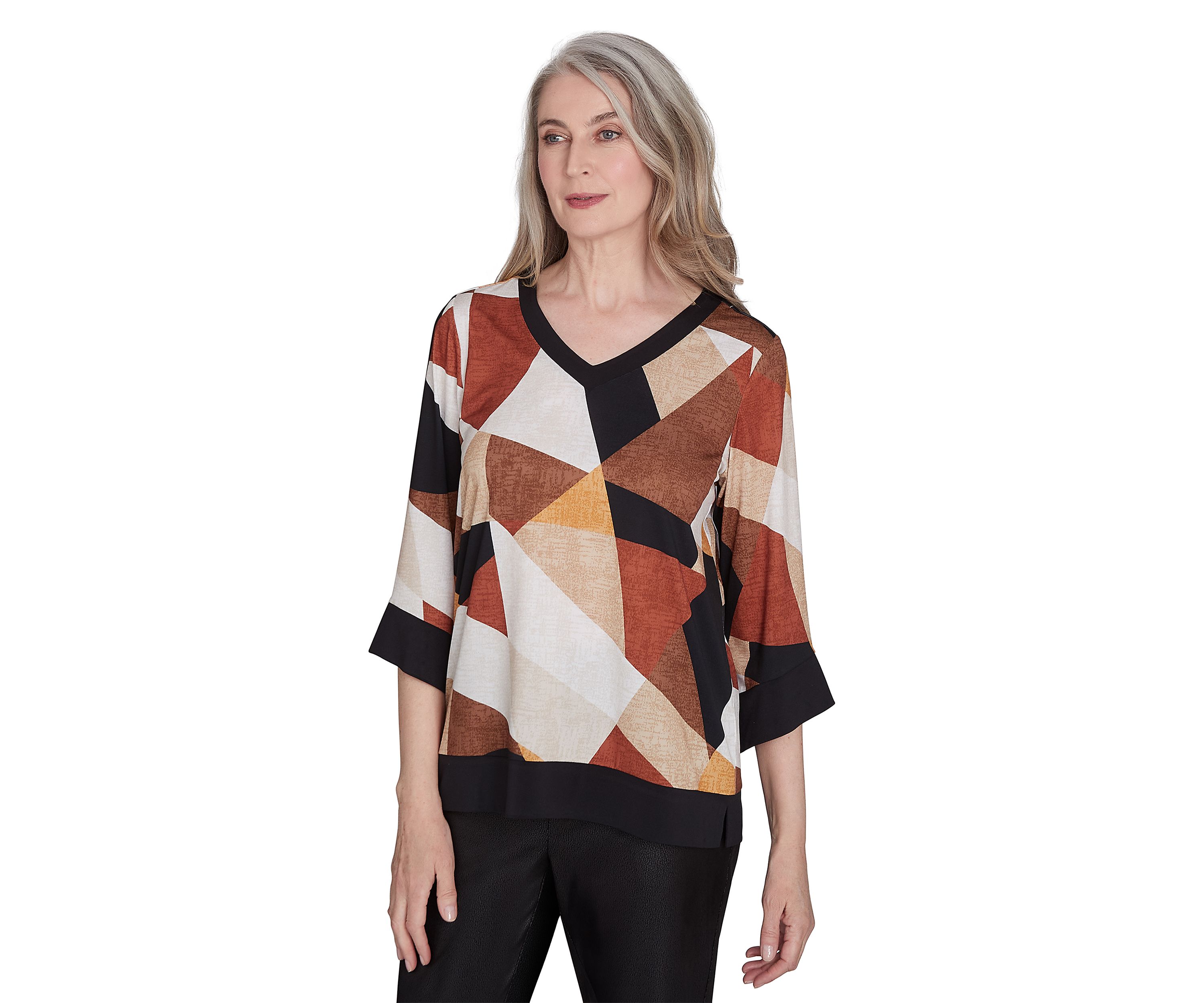 Womens Rue Rivoli Trimmed Patchwork Top