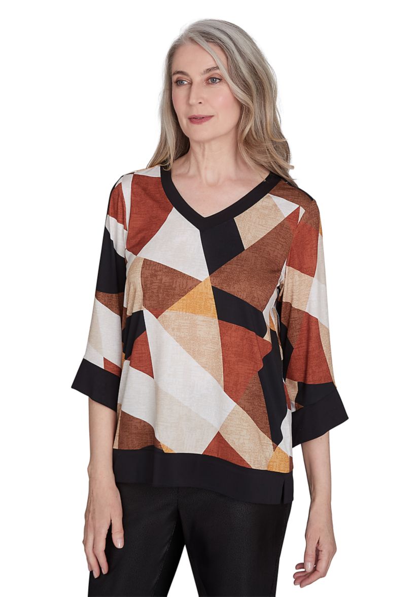 Womens Rue Rivoli Trimmed Patchwork Top