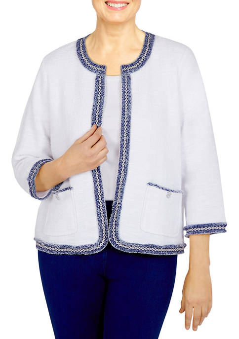 Alfred Dunner Womens Knit Boucle Jacket