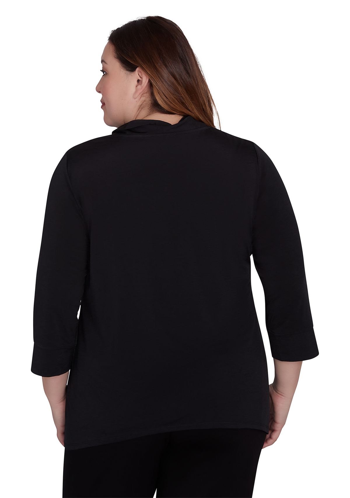 Plus Size Rue Rivoli Spliced Floral Texture Printed Sweater