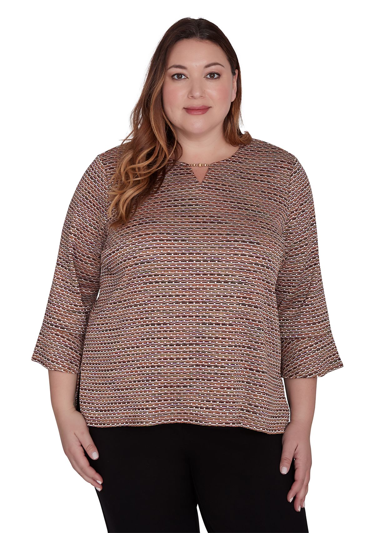 Plus Size Rue Rivoli Texture Space Dyed Printed Top