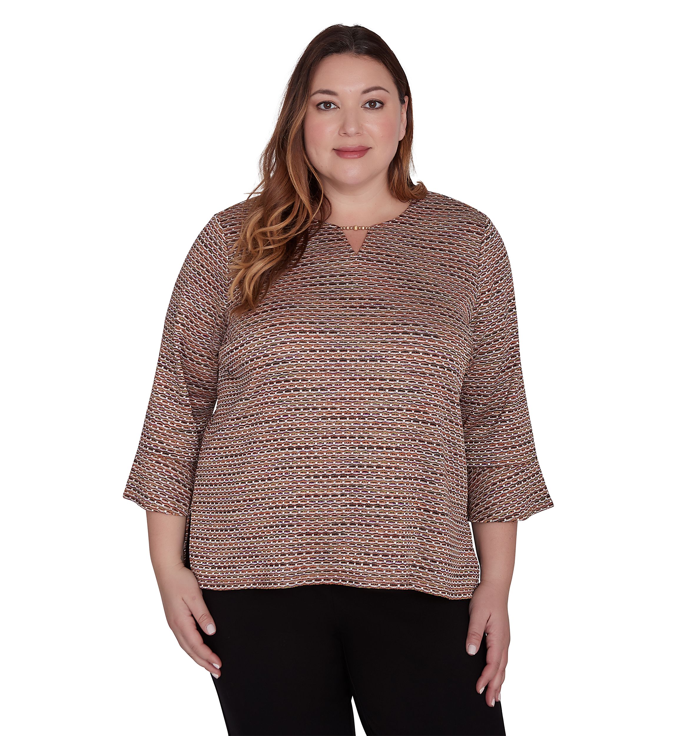 Plus Size Rue Rivoli Texture Space Dyed Printed Top