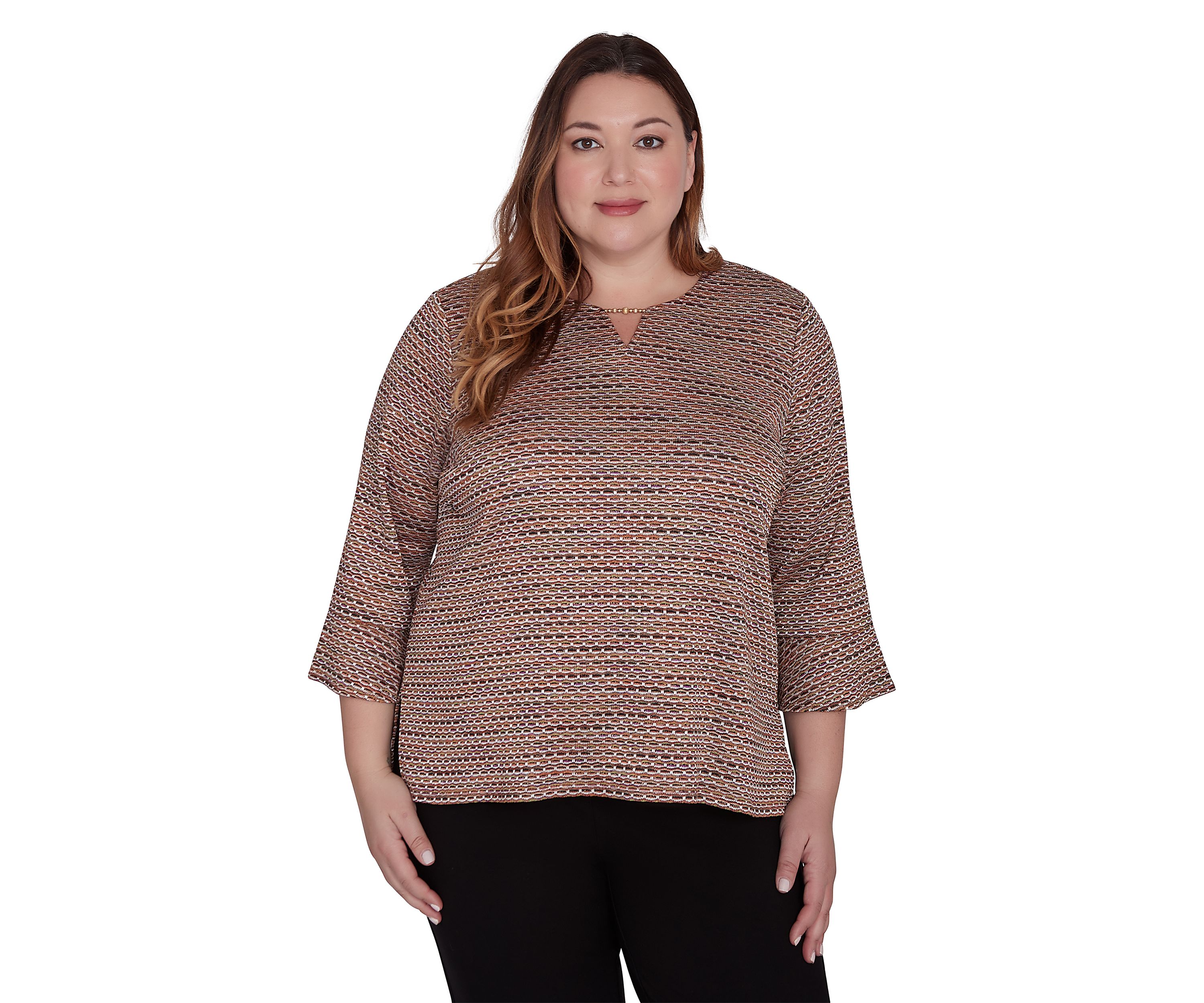 Plus Size Rue Rivoli Texture Space Dyed Printed Top