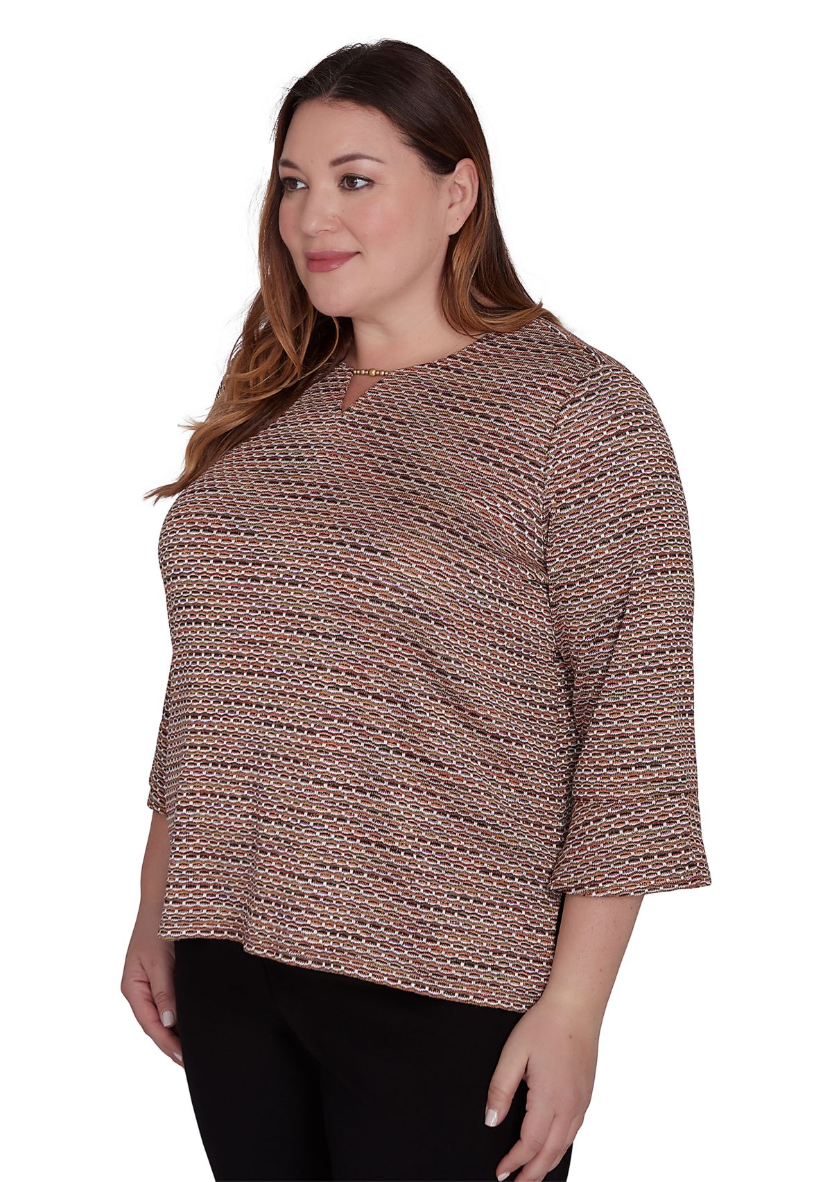 Plus Size Rue Rivoli Texture Space Dyed Printed Top