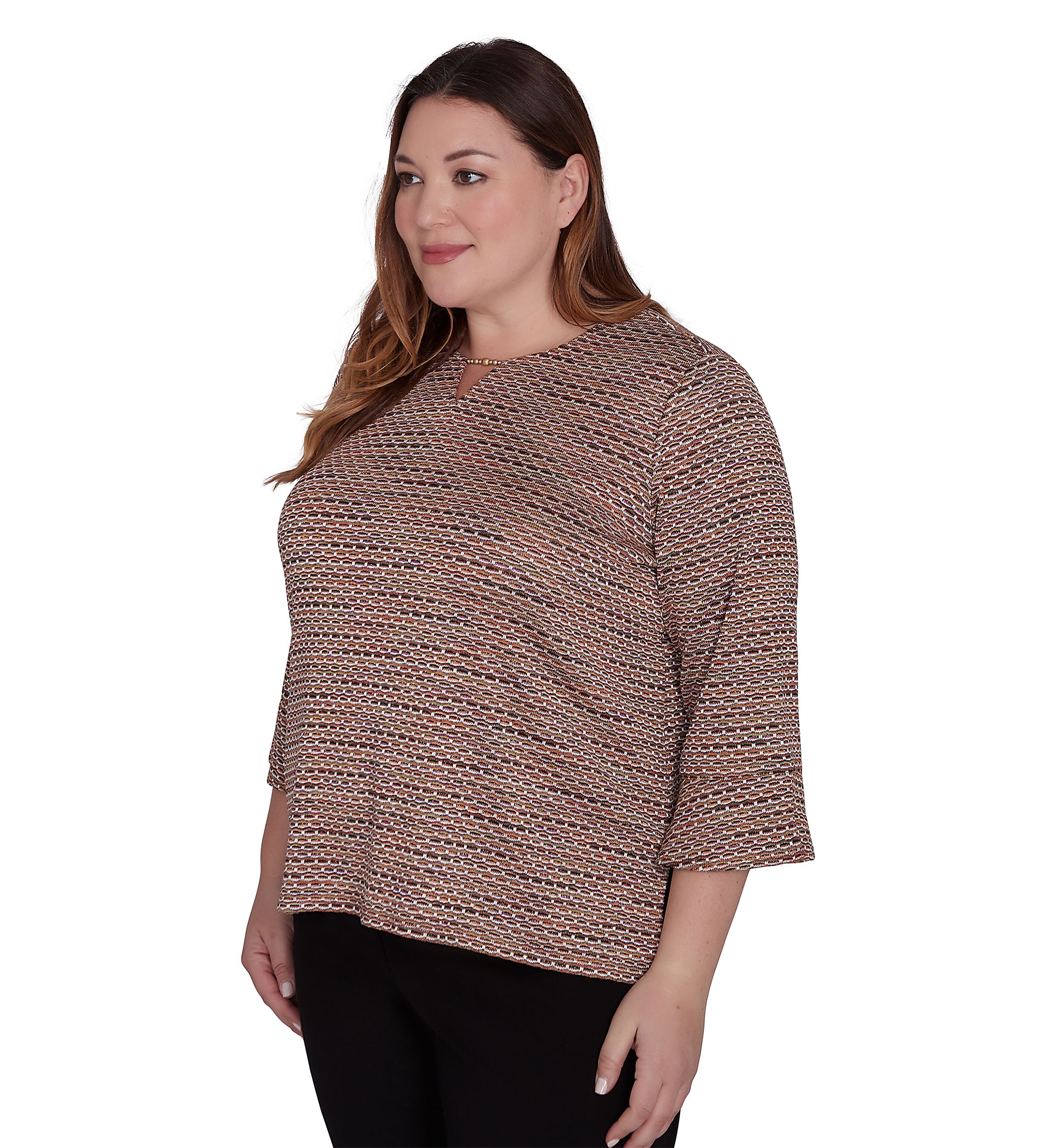 Plus Size Rue Rivoli Texture Space Dyed Printed Top