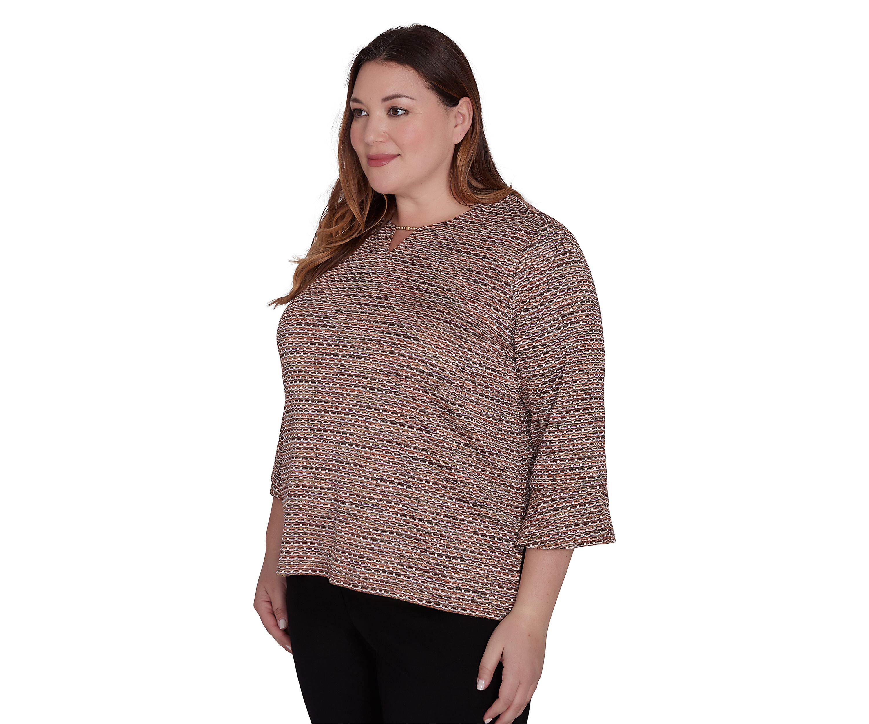 Plus Size Rue Rivoli Texture Space Dyed Printed Top