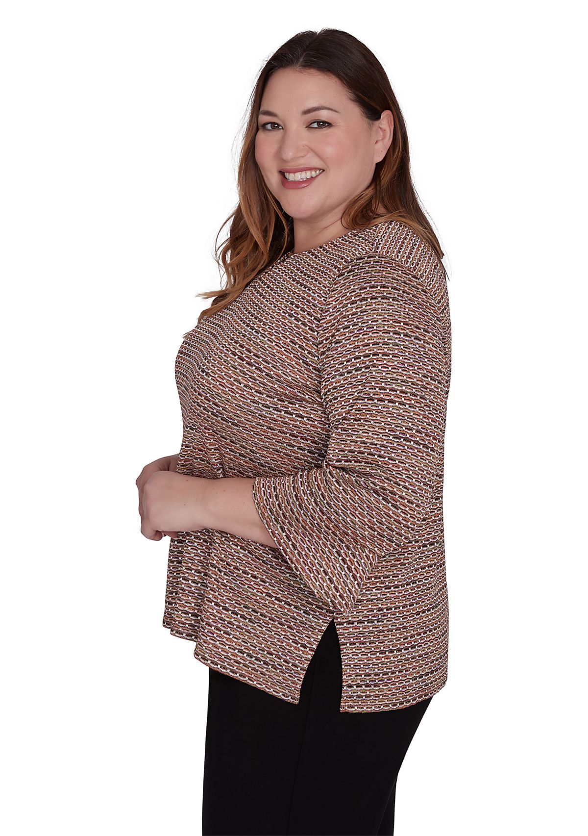 Plus Size Rue Rivoli Texture Space Dyed Printed Top