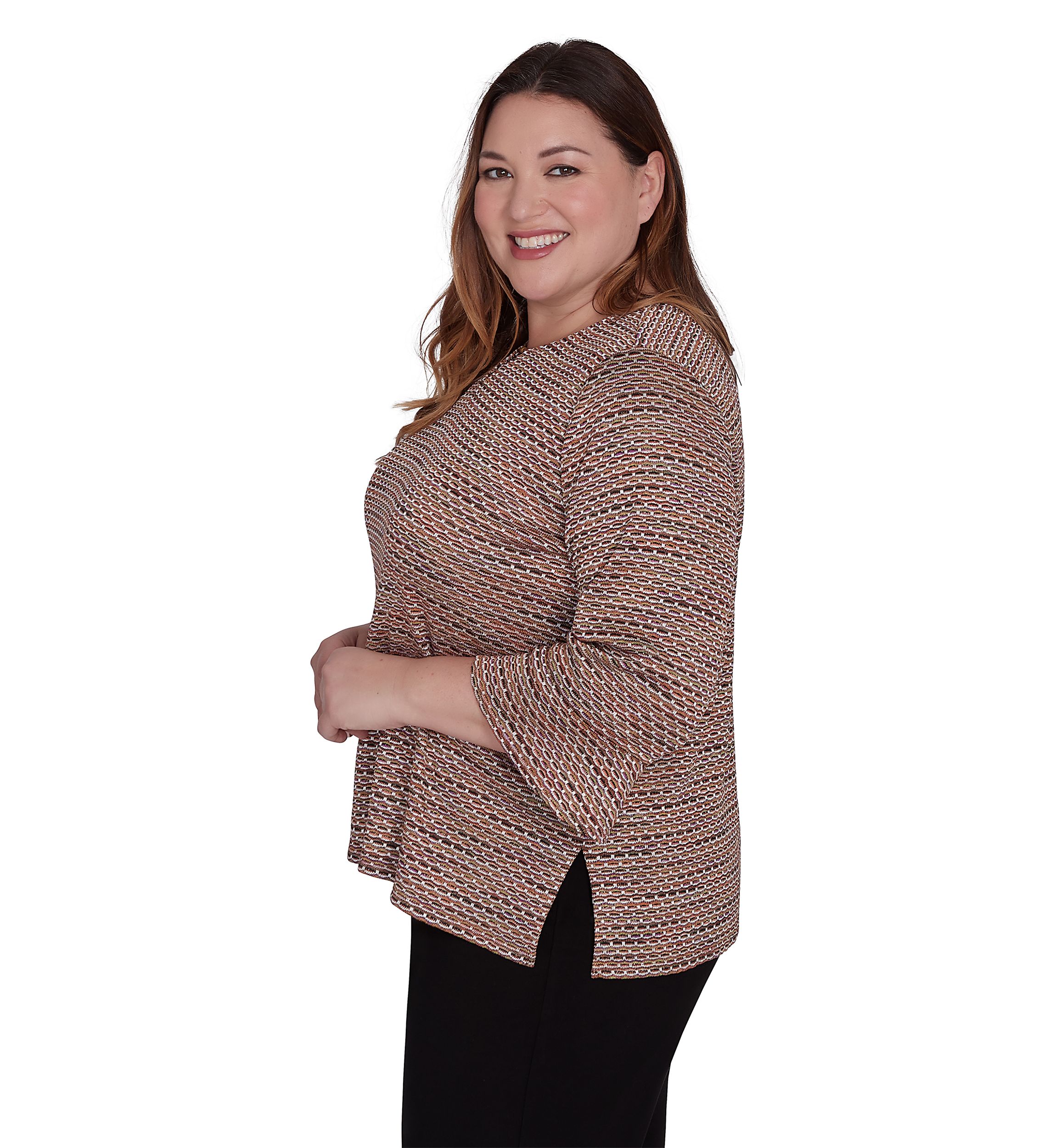 Plus Size Rue Rivoli Texture Space Dyed Printed Top
