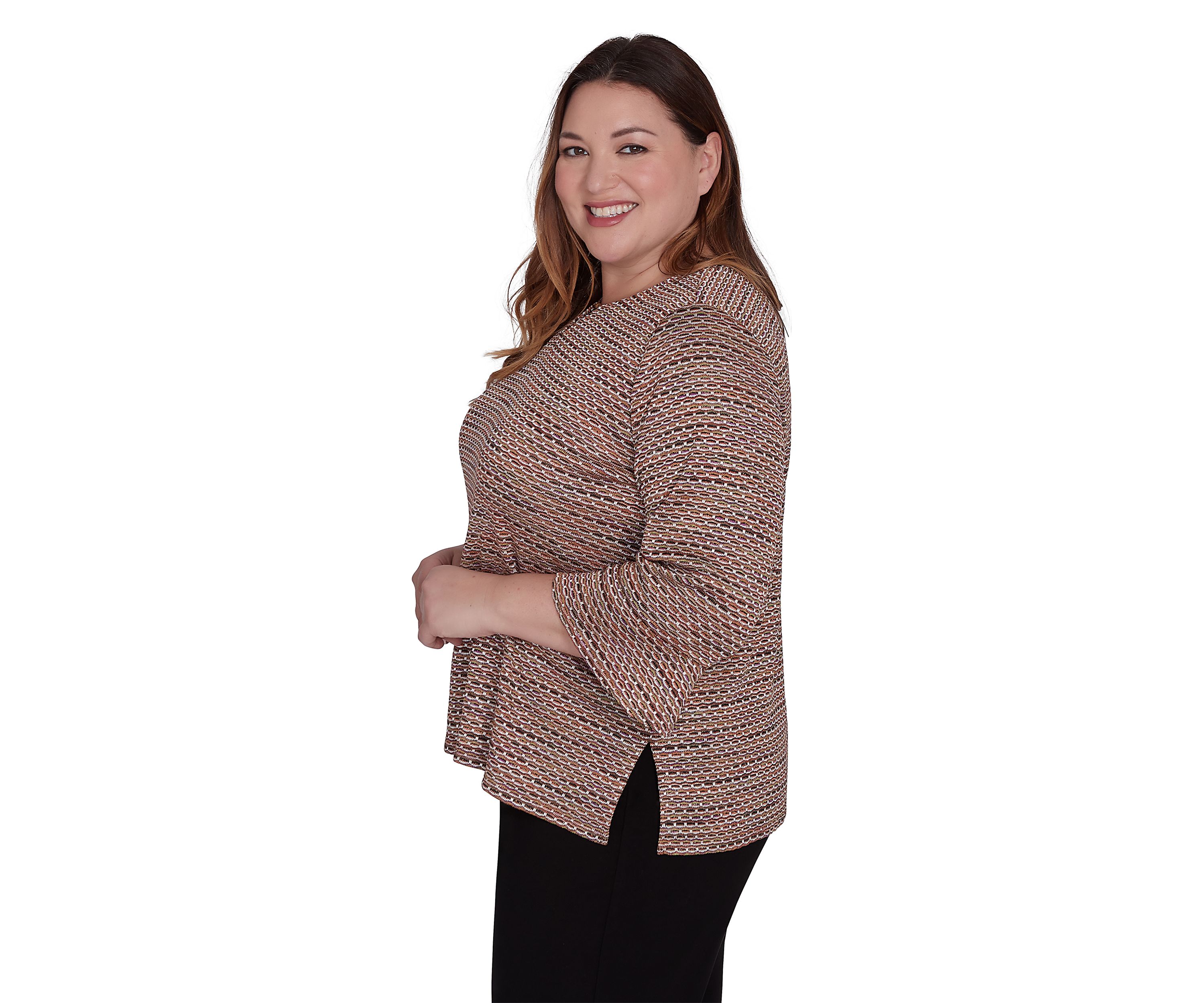 Plus Size Rue Rivoli Texture Space Dyed Printed Top