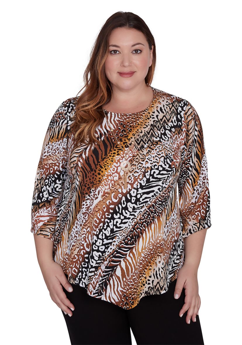 Plus Size Rue Rivoli Diagonal Animal Printed