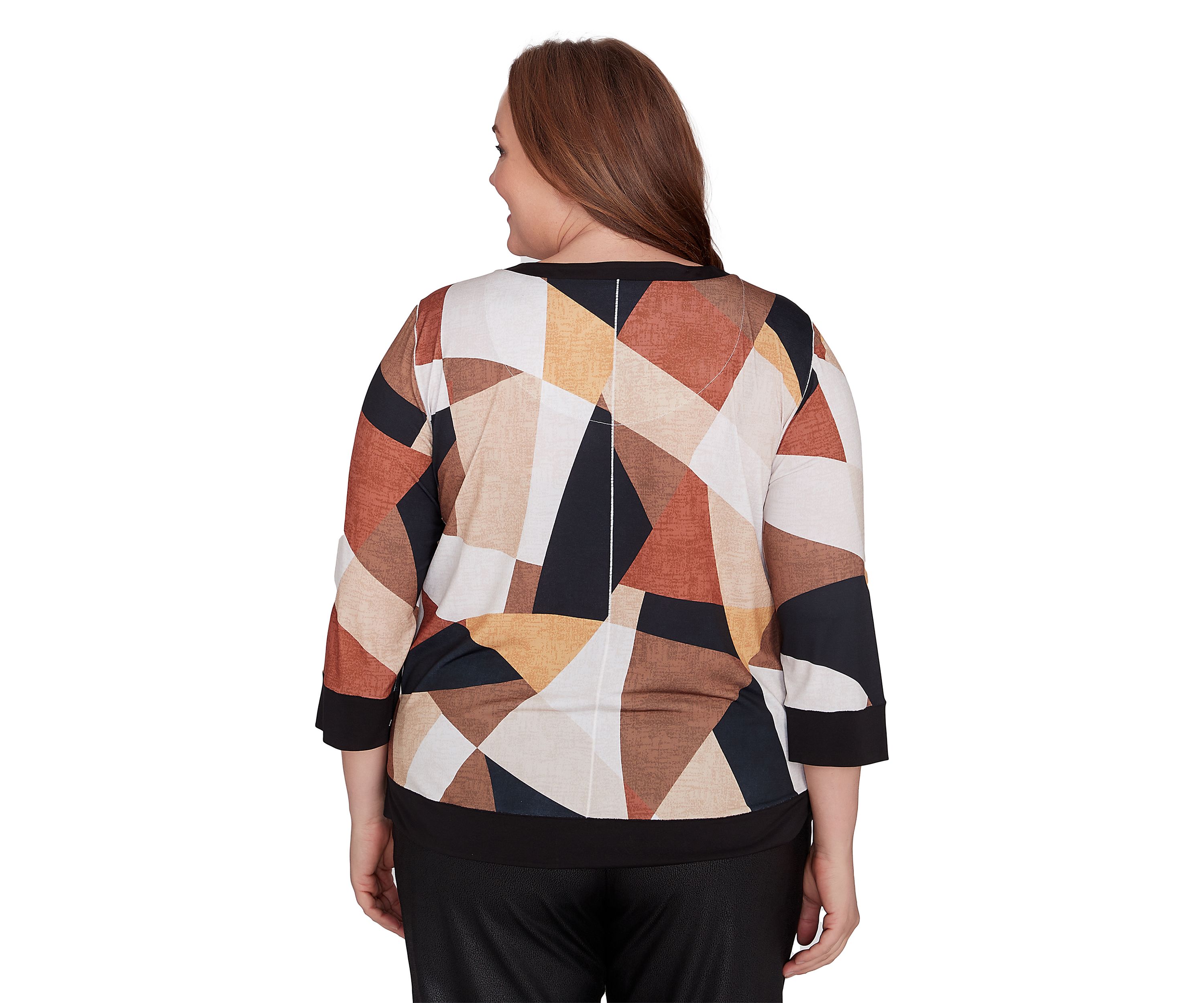 Plus Size Rue Rivoli Trimmed Patchwork Sweater