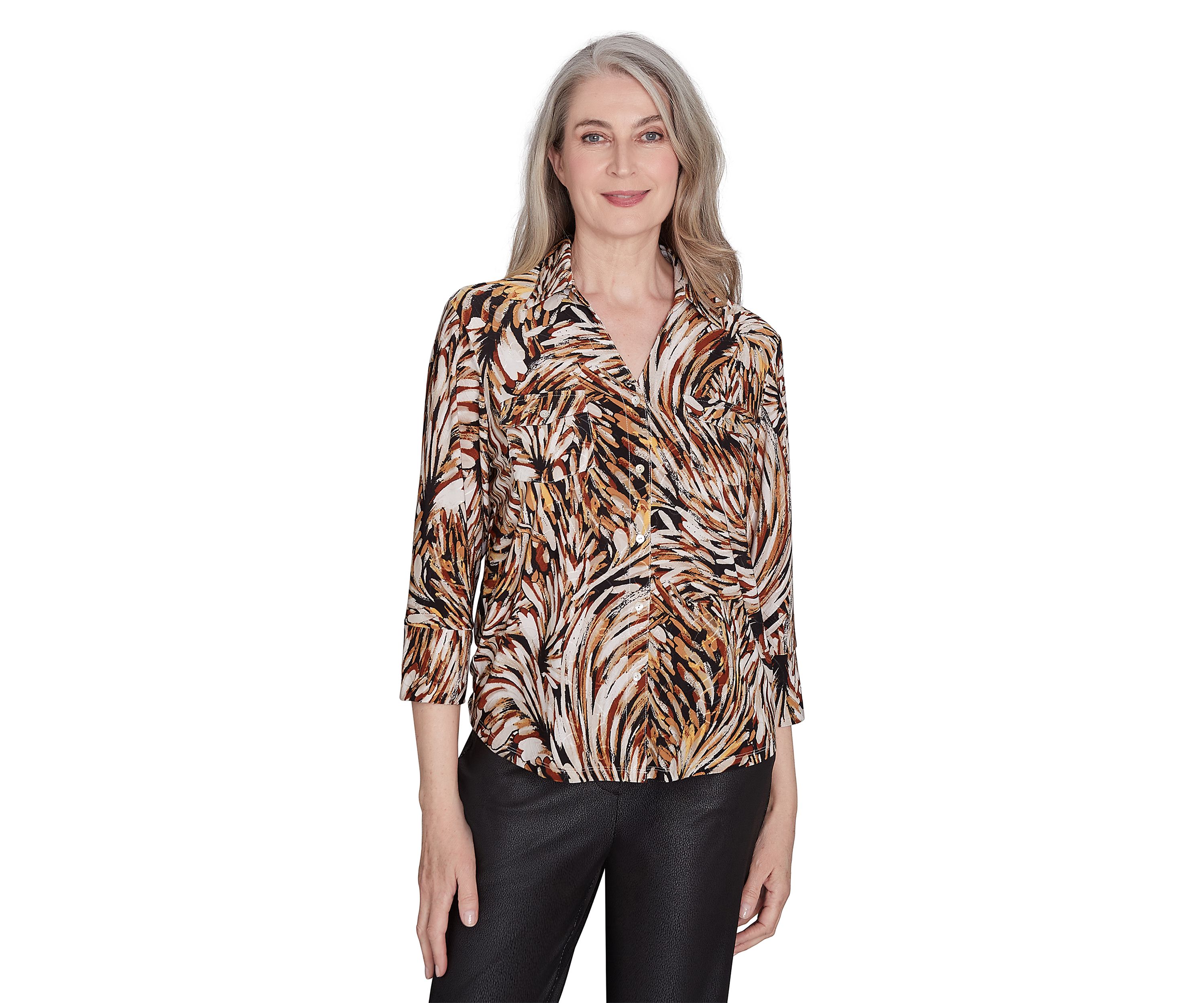 Petite Rue Rivoli Brushstroke Textured Knit Top