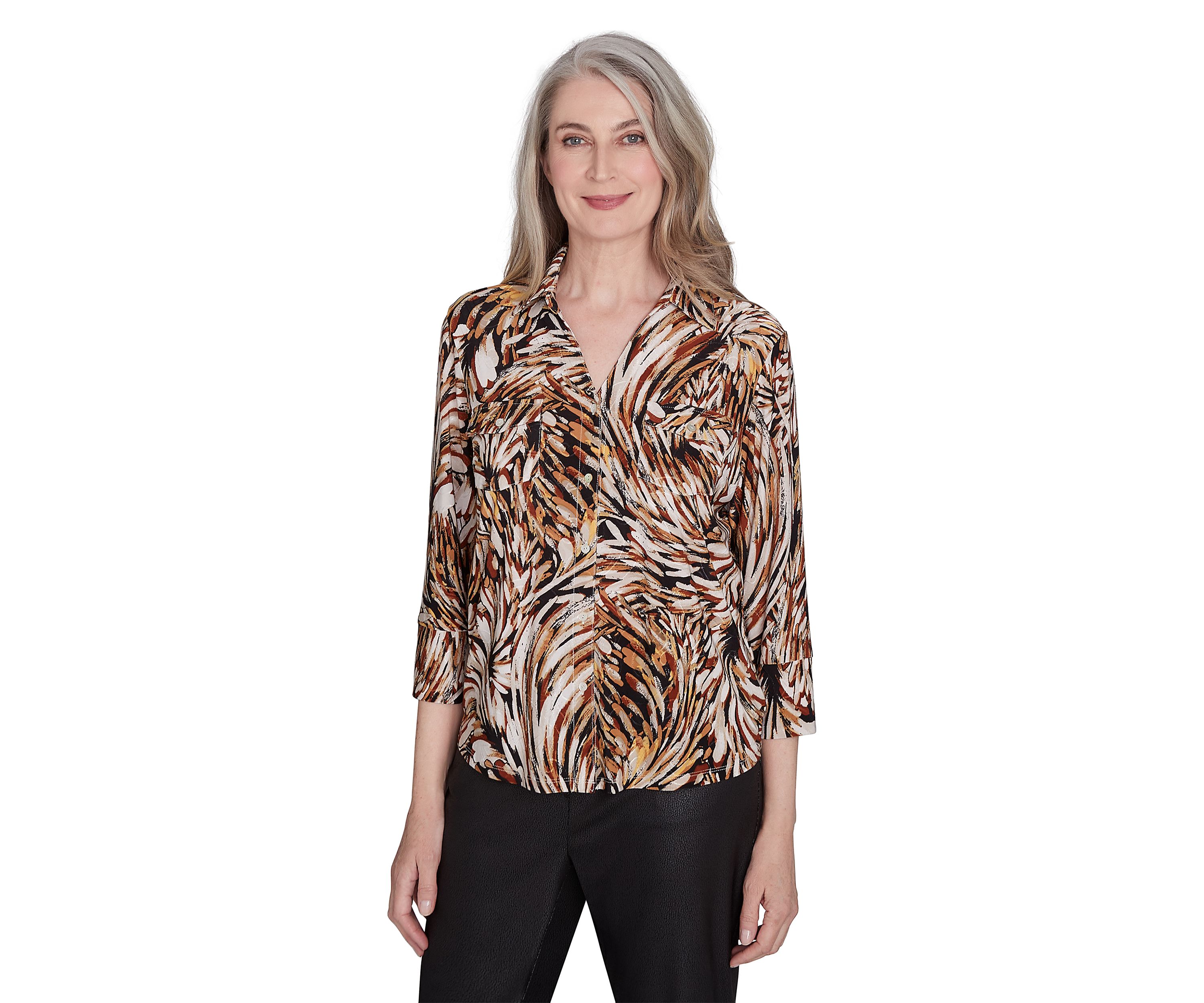 Petite Rue Rivoli Brushstroke Textured Knit Top