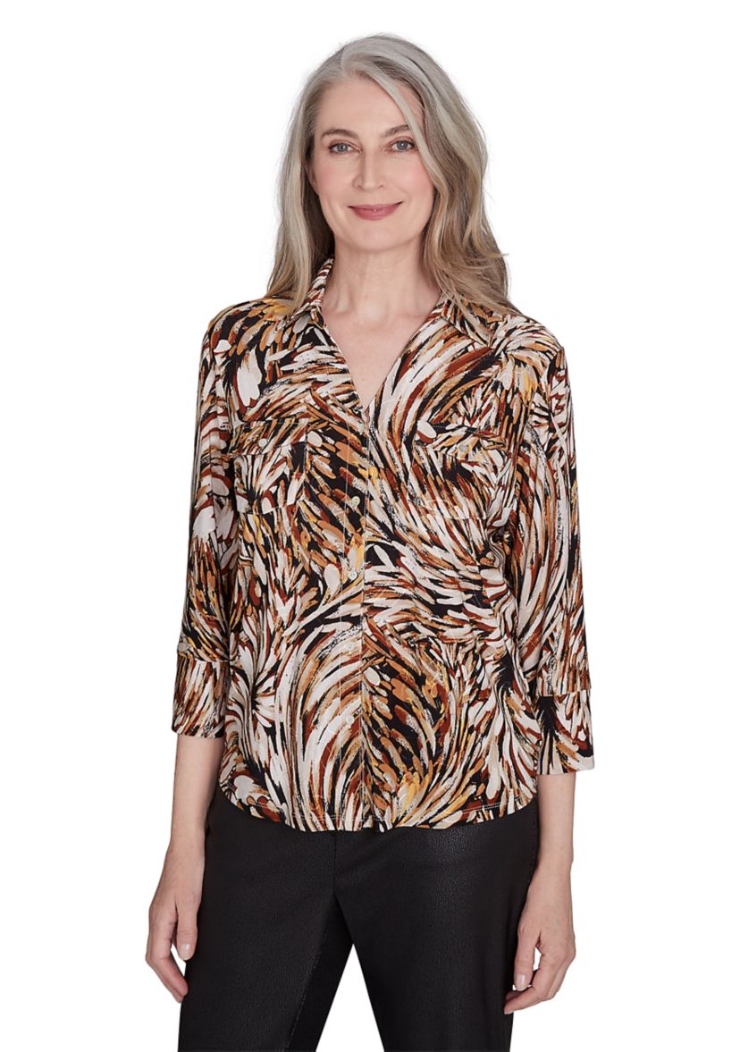 Petite Rue Rivoli Brushstroke Textured Knit Top