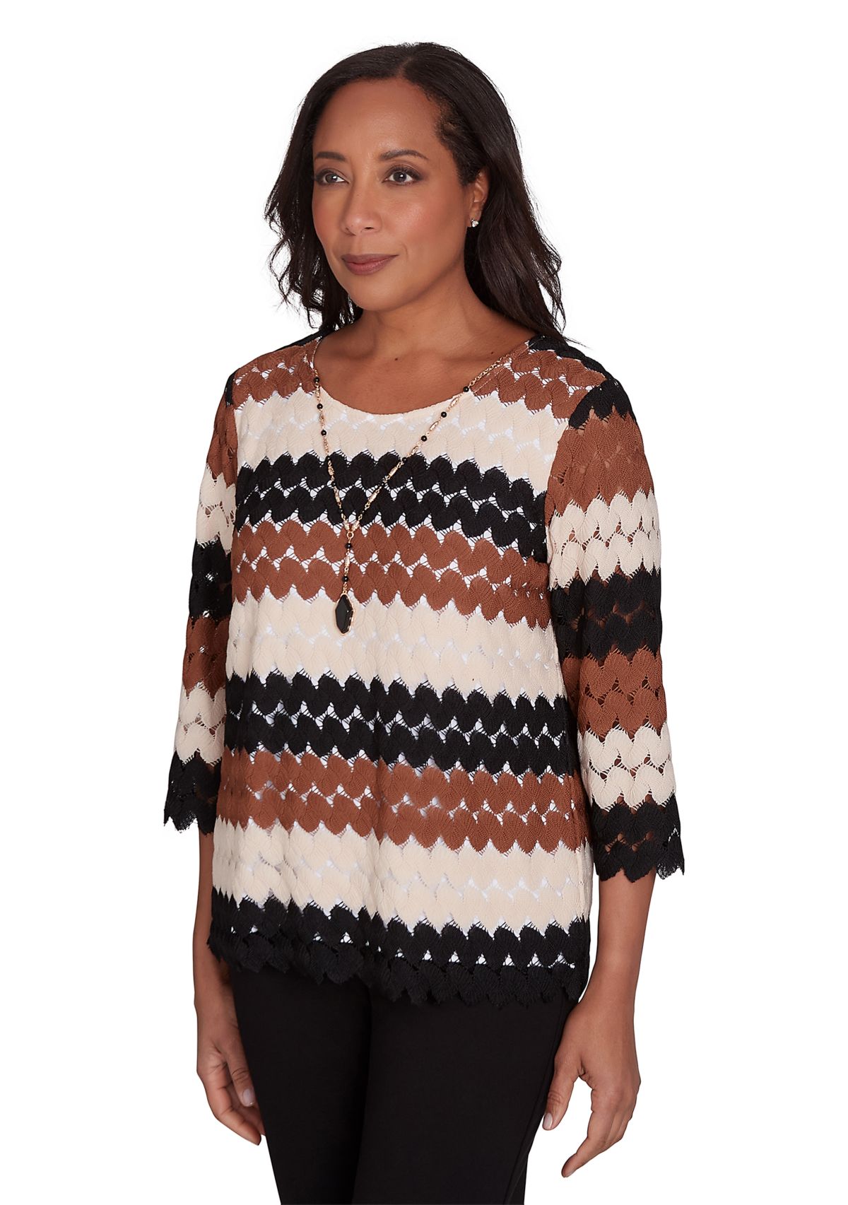 Petite Rue Rivoli Lace Texture Printed Biadere Top