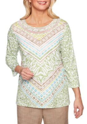 Alfred Dunner Petite Santa Chevron Knit Top | belk