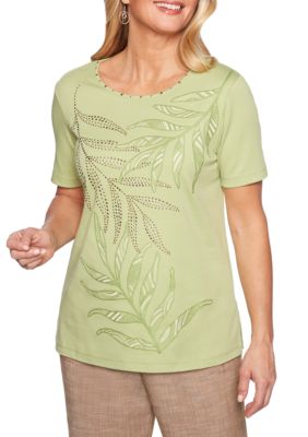 Alfred Dunner Petite Santa Leaf Embellished Knit Top | belk