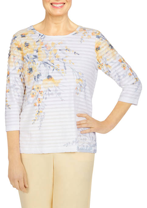 Alfred Dunner Womens Floral Print Top