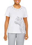 Petite Short Sleeve Cheetah Print T-Shirt
