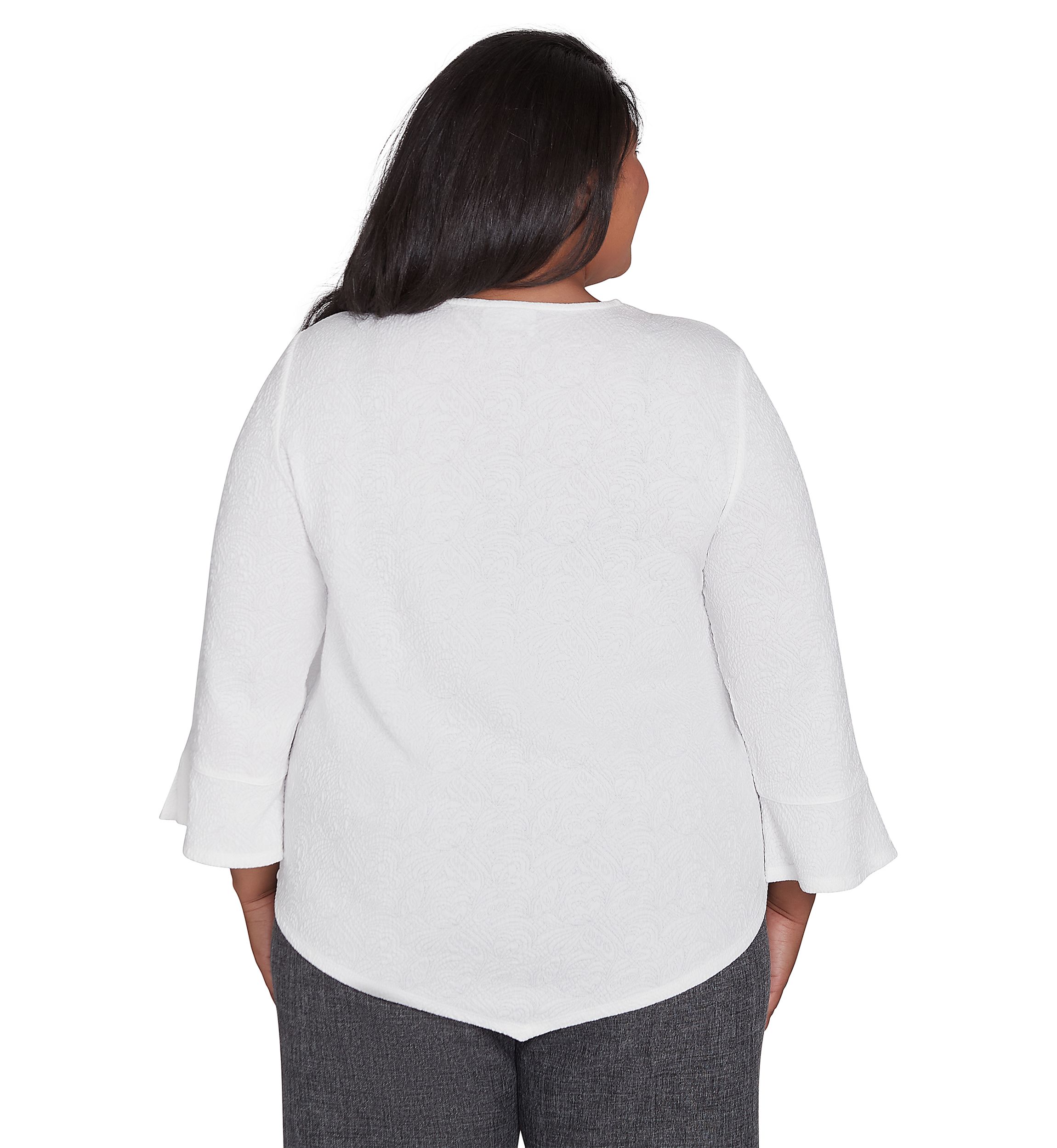 Plus Size Worth Avenue Texture Top with Necklace