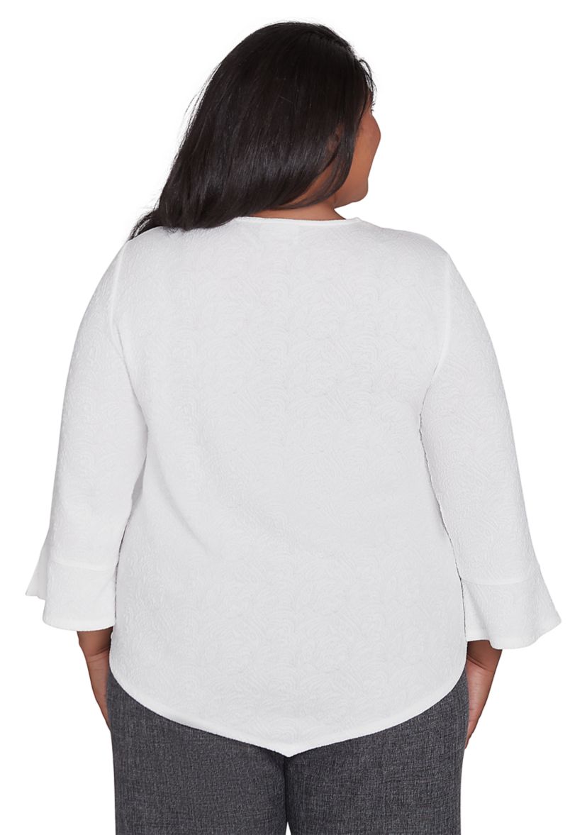 Plus Size Worth Avenue Texture Top with Necklace