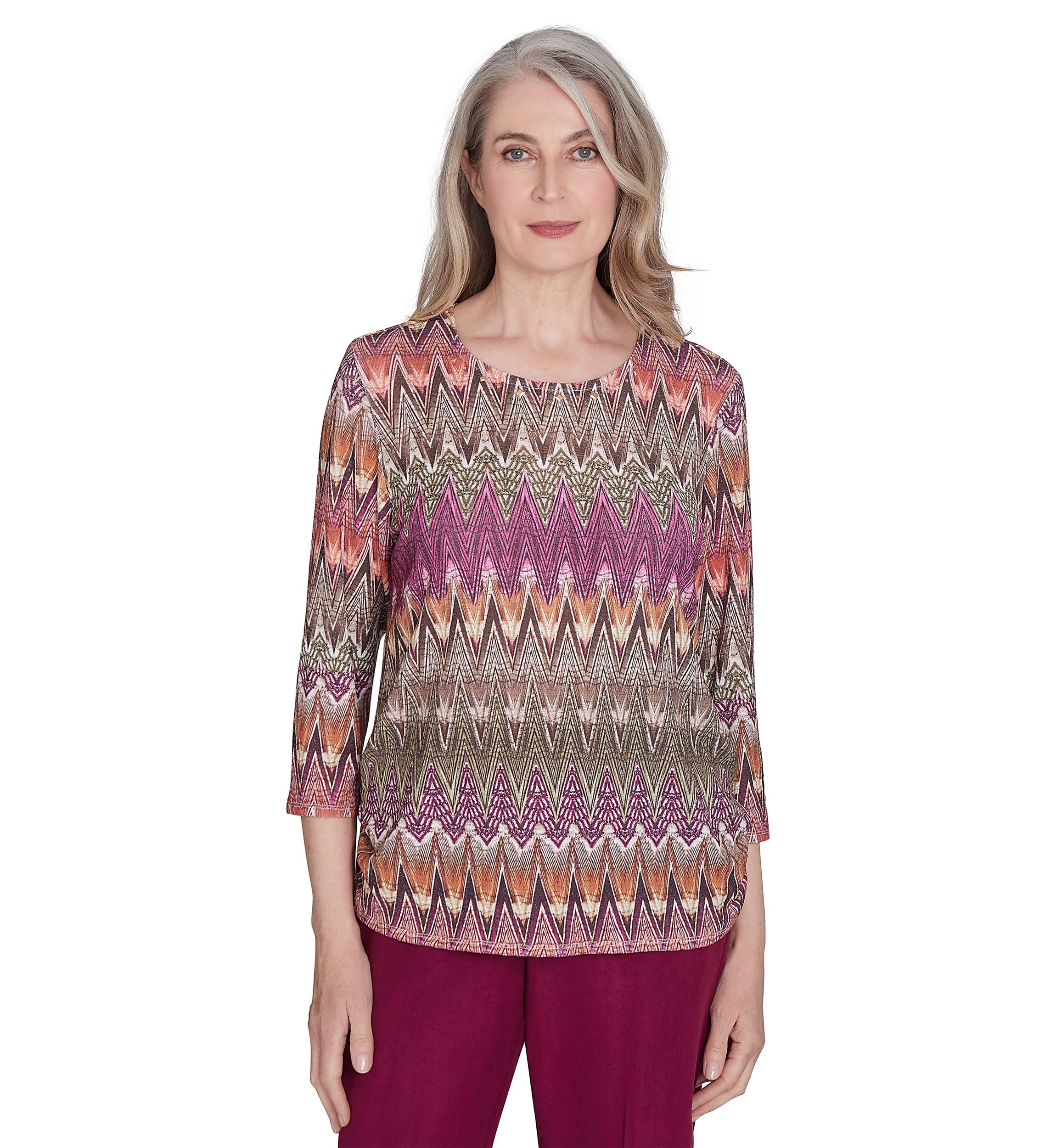 Womens Wine Country Chevron Texture Top