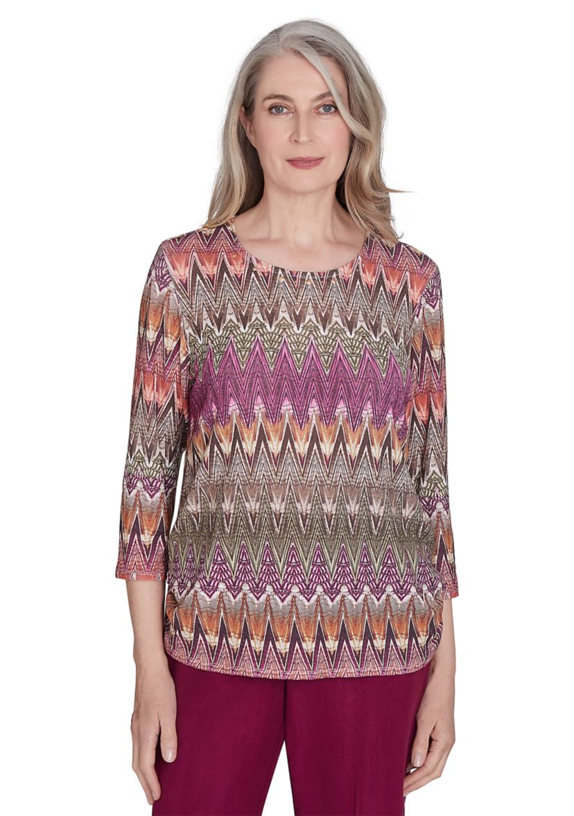 Womens Wine Country Chevron Texture Top