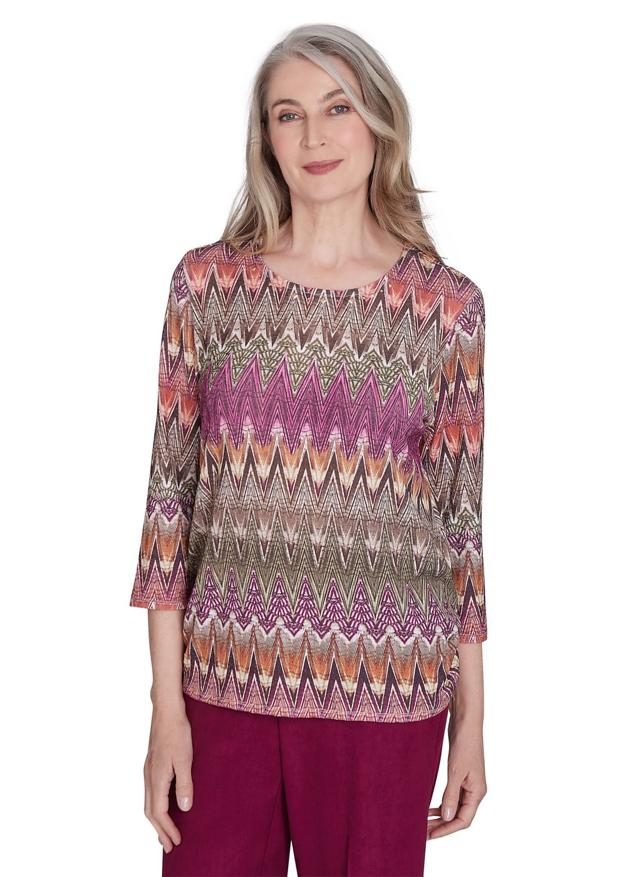 Womens Wine Country Chevron Texture Top