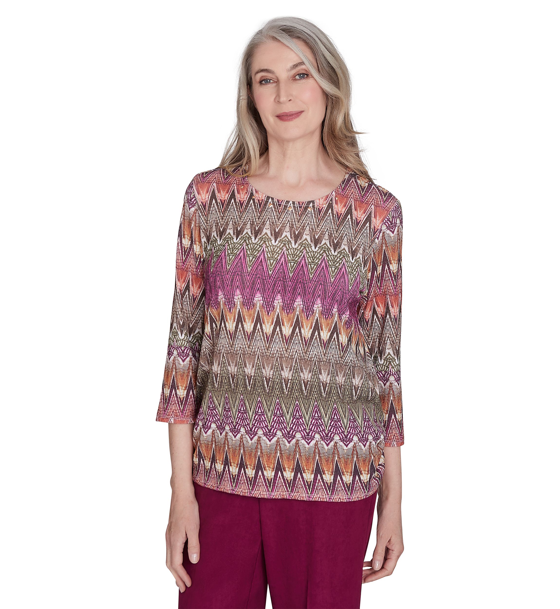 Womens Wine Country Chevron Texture Top