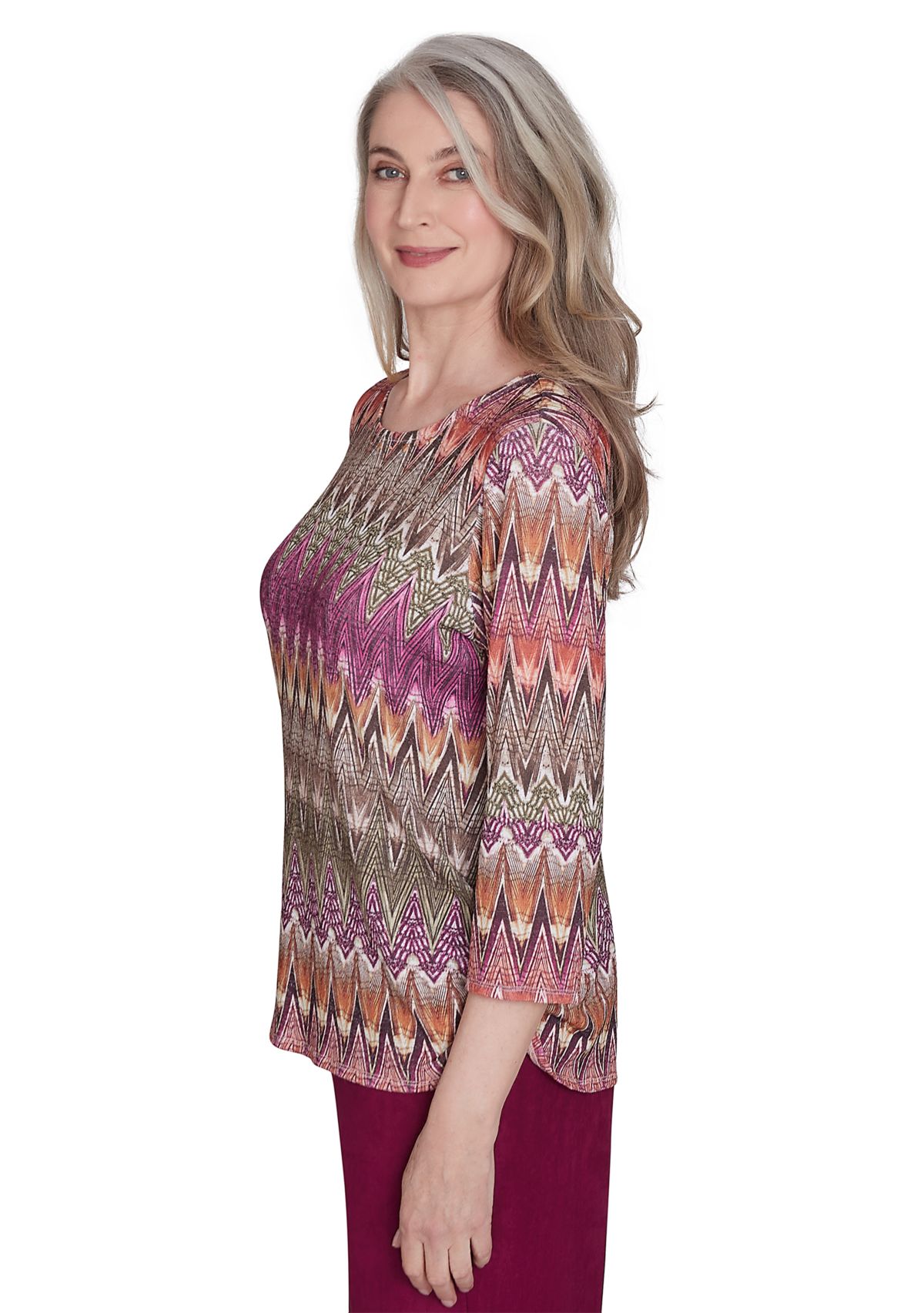 Womens Wine Country Chevron Texture Top