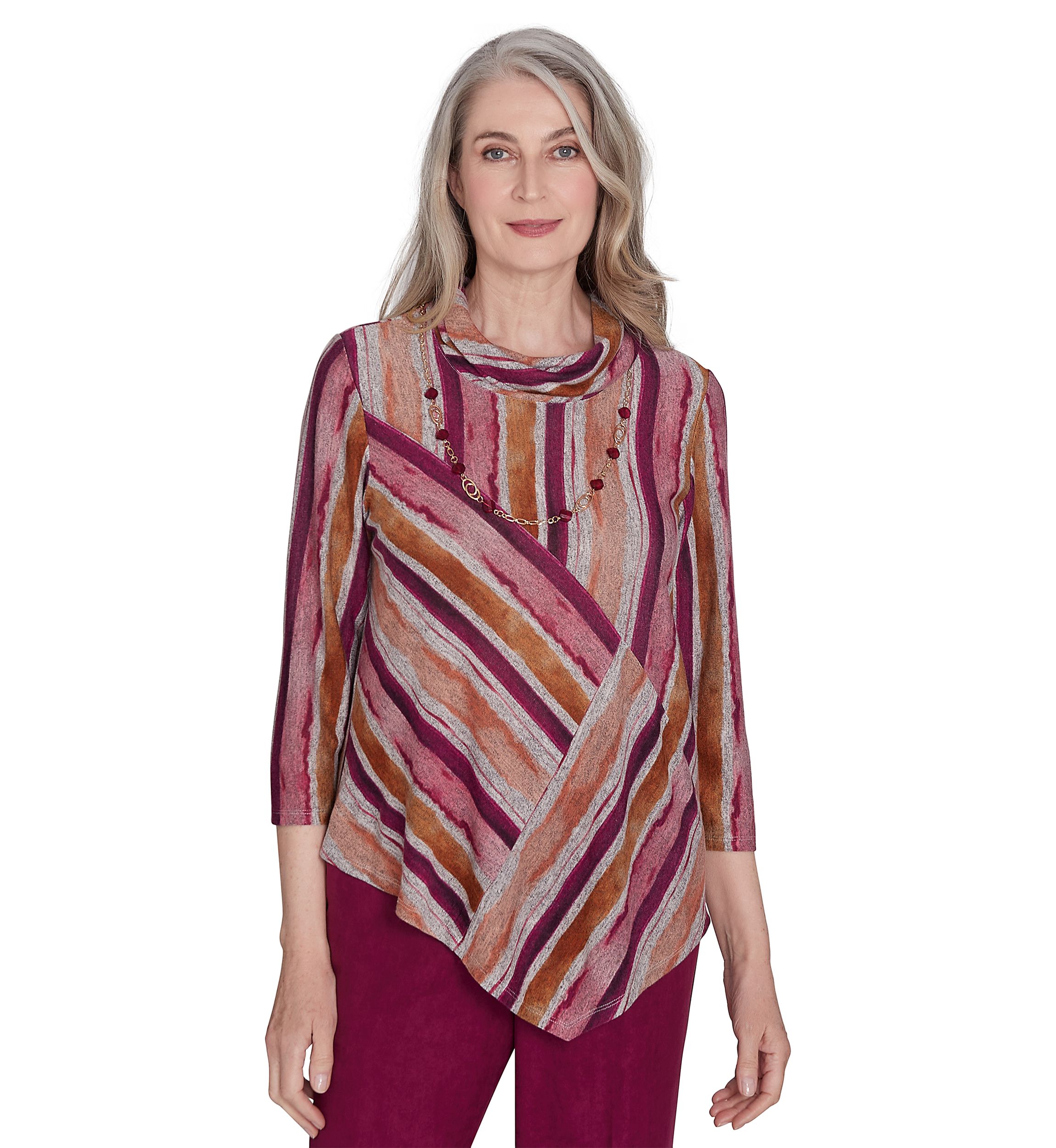 Womens Wine Country Mélange Spliced Stripe Top